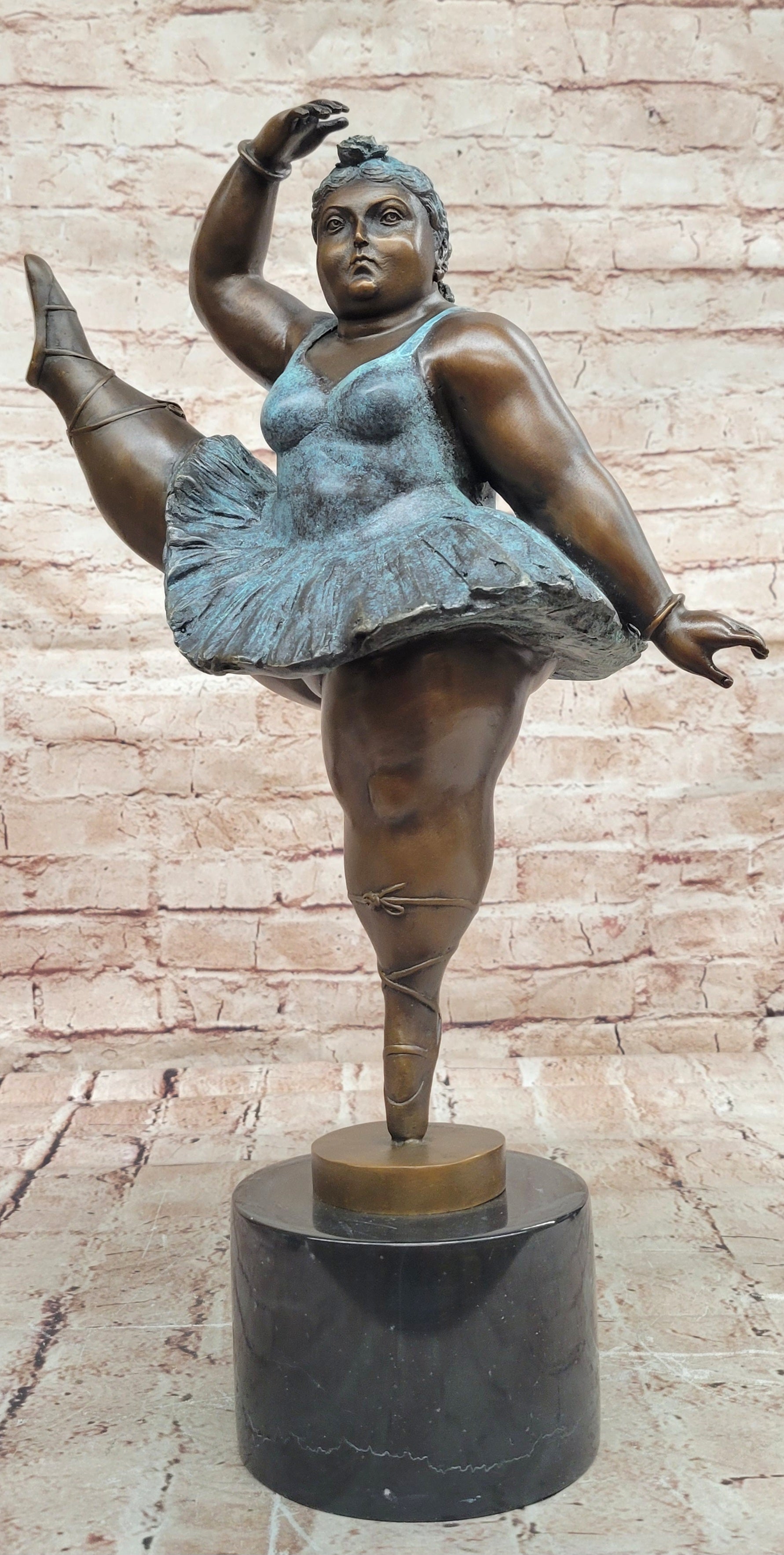 XXL Botero Bronze Woman Ballerina Sculpture Modern Abstract Artwork