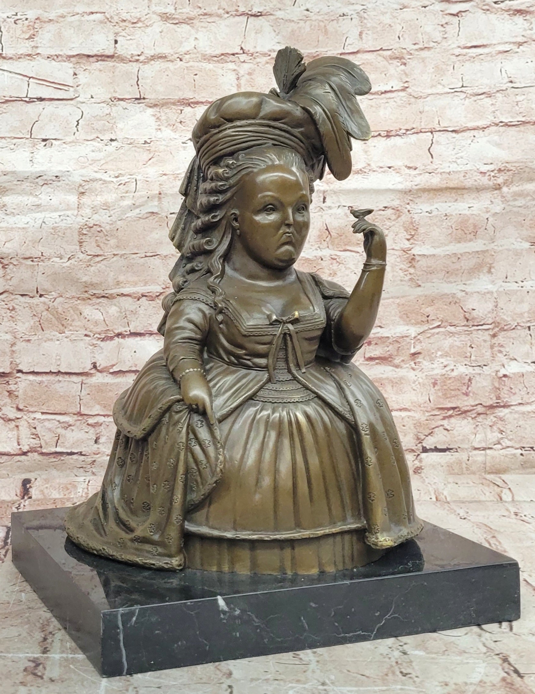 Handcrafted Botero Style Marie Antoinette Bronze Collectible Artwork