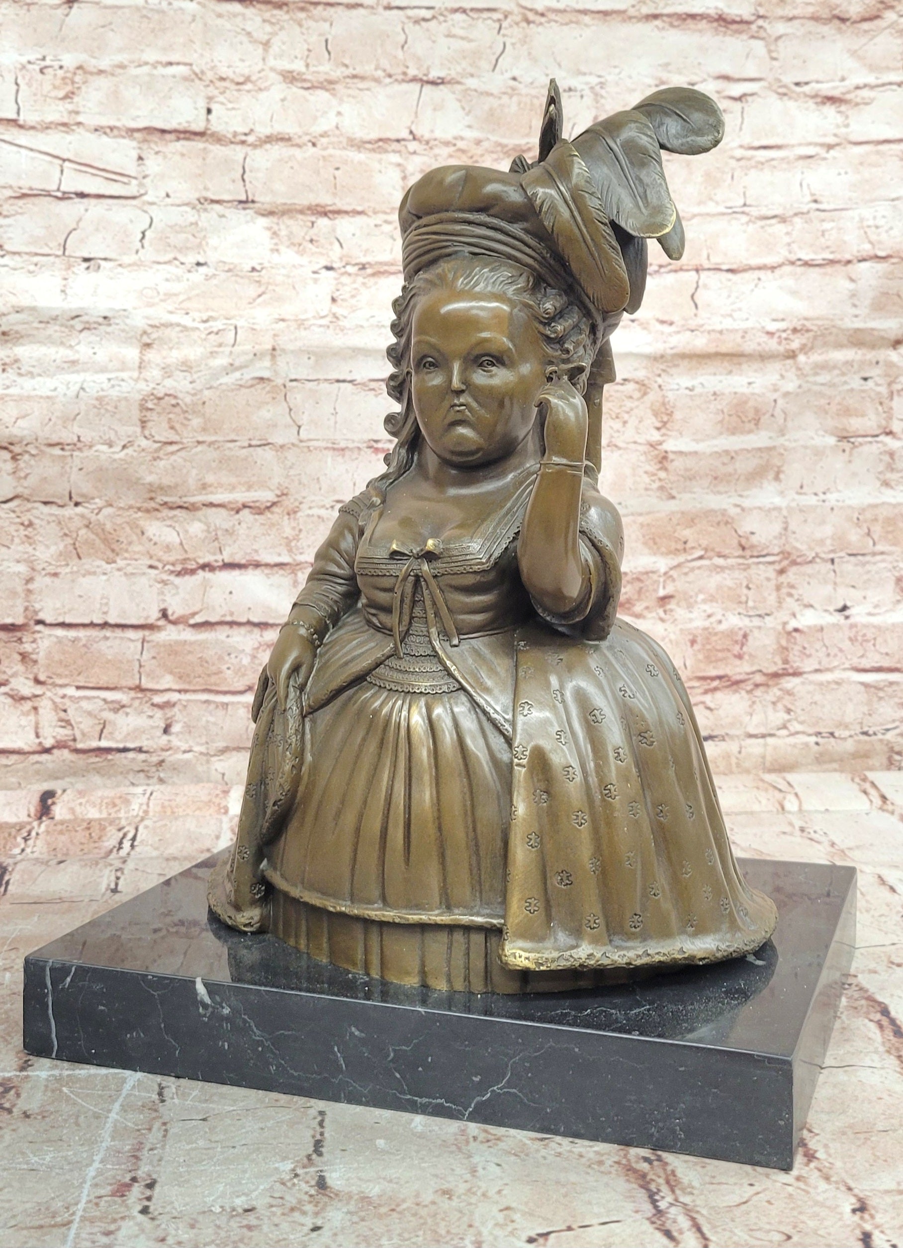 Handcrafted Botero Style Marie Antoinette Bronze Collectible Artwork