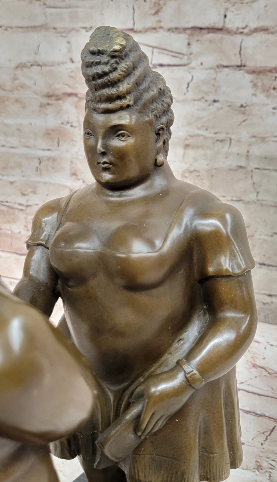 Abstract Modern Art English Man and Woman Bronze Sculpture Signed Botero Figure