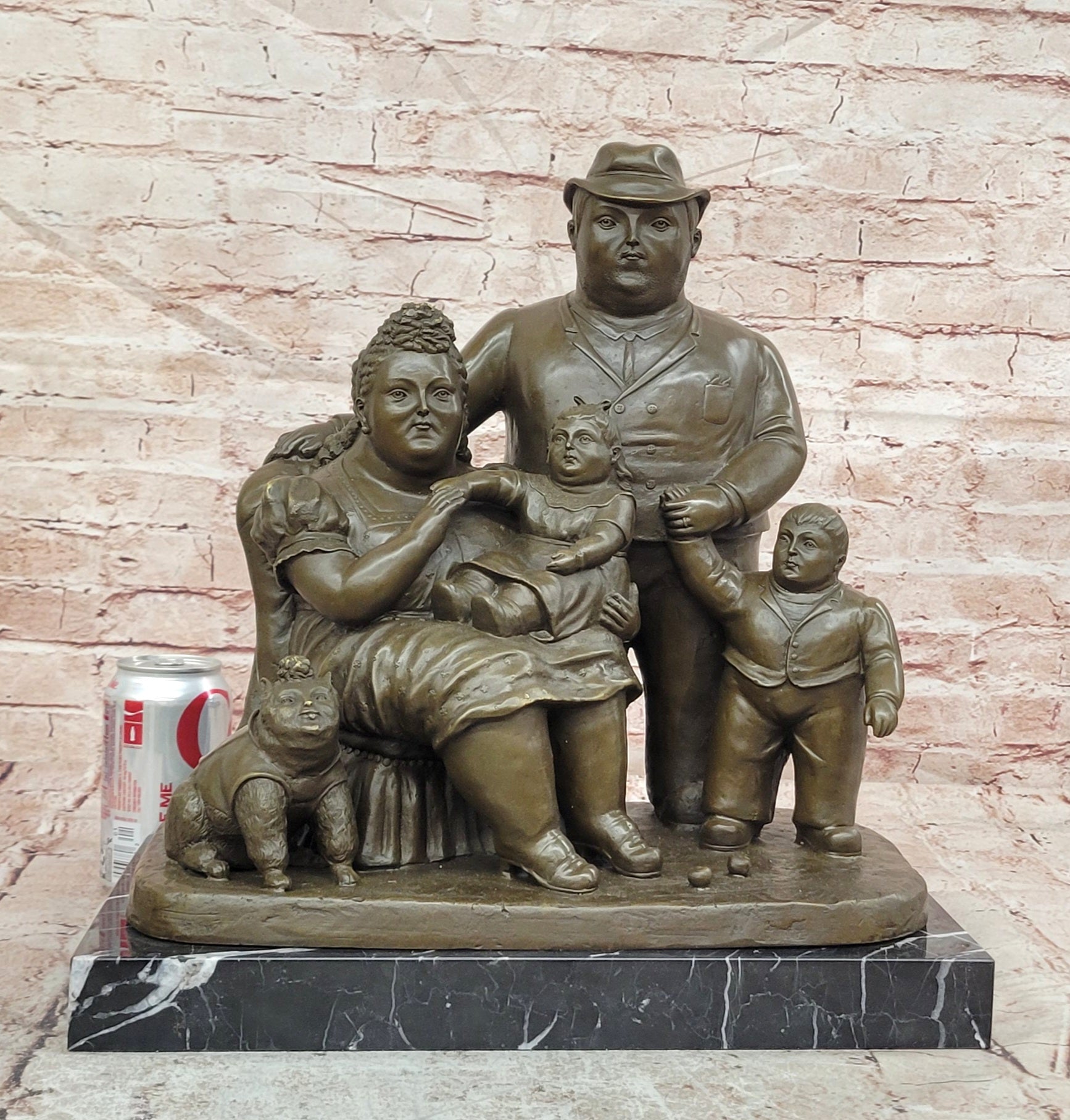 Botero Bronze Couple and Family Sculpture Abstract Collectible Artwork Statue
