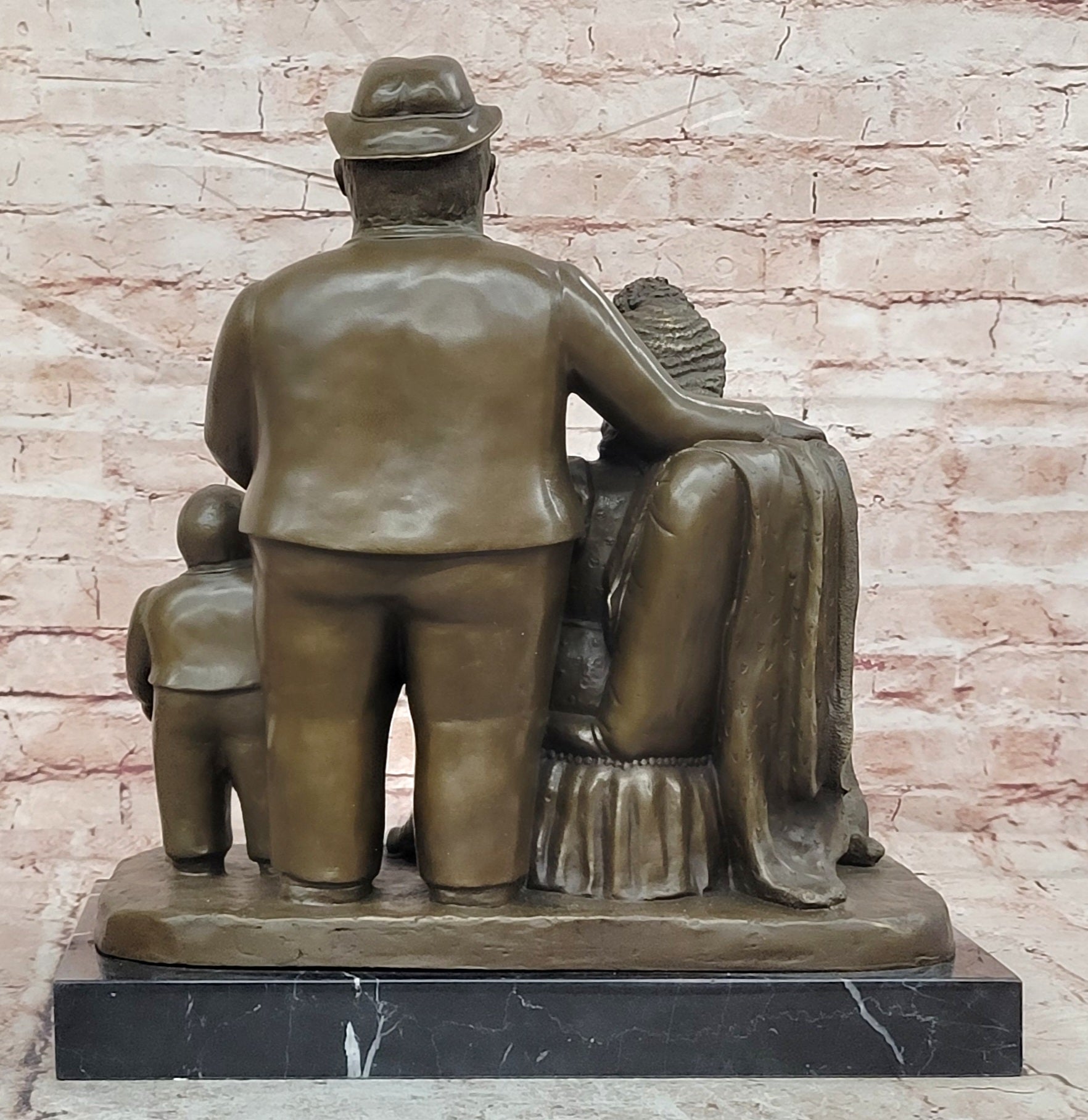 Botero Bronze Couple and Family Sculpture Abstract Collectible Artwork Statue