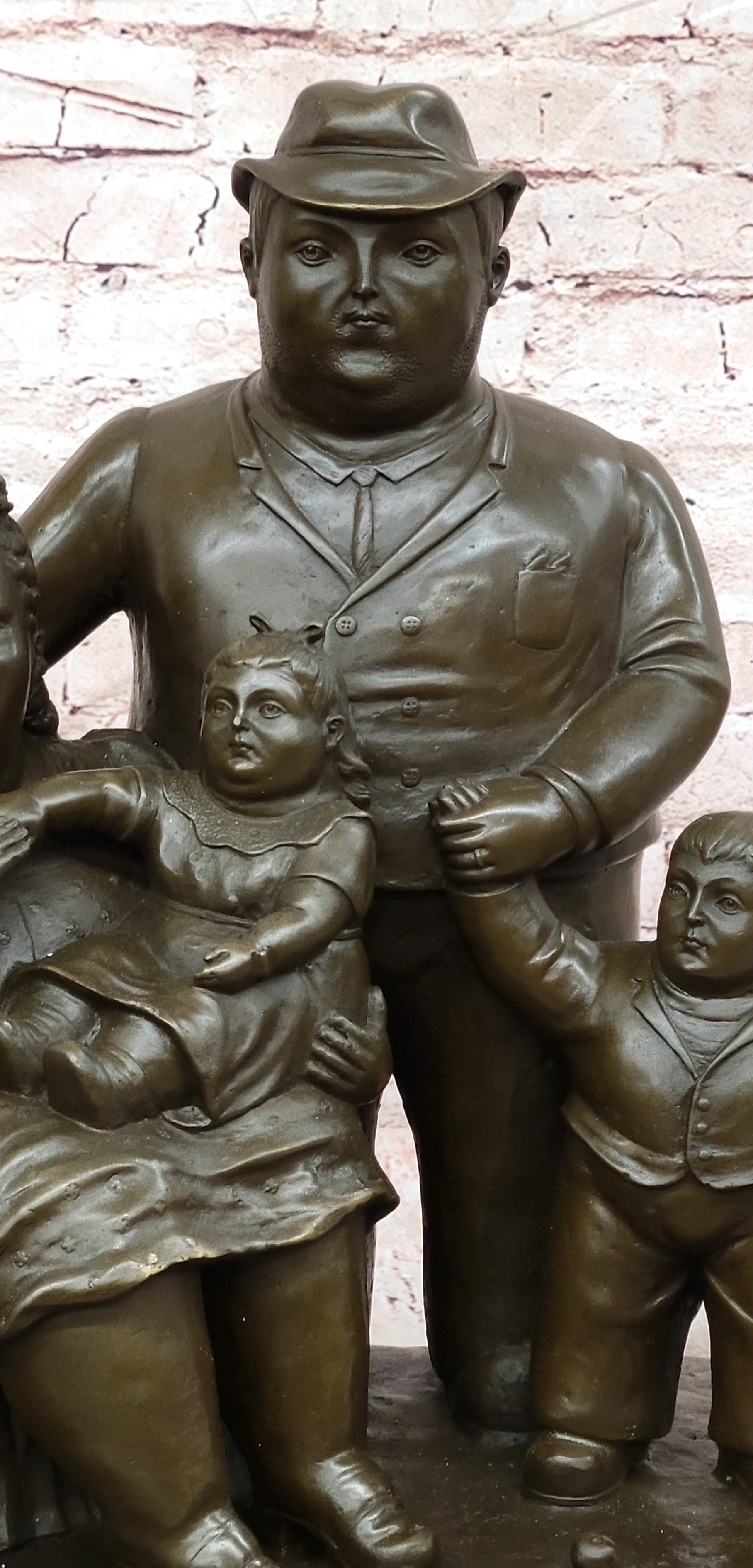 Botero Bronze Couple and Family Sculpture Abstract Collectible Artwork Statue