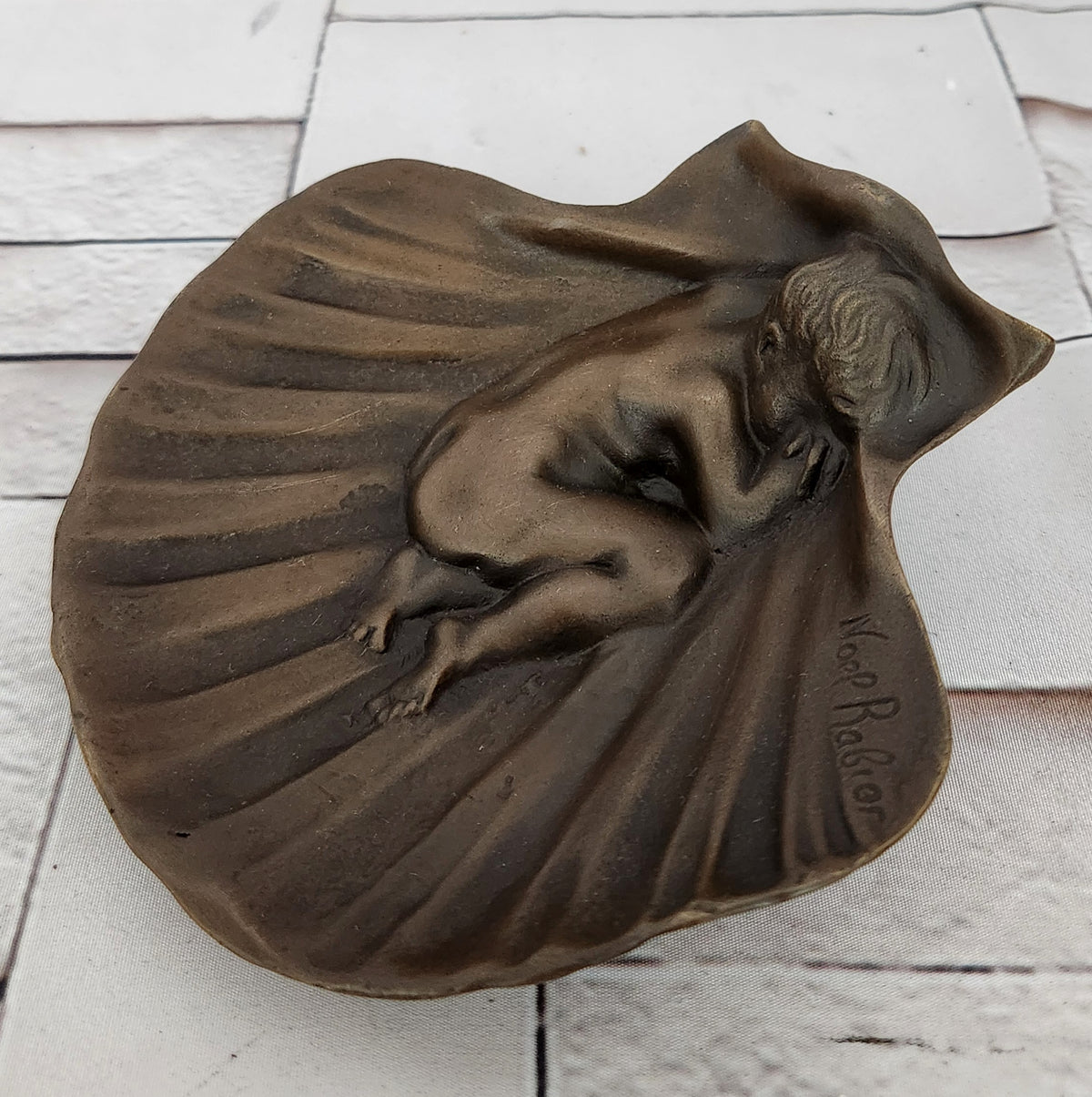 Art Deco Erotic Nude Boy Ashtray Bronze Sculpture Figurine Figure Decor Figure