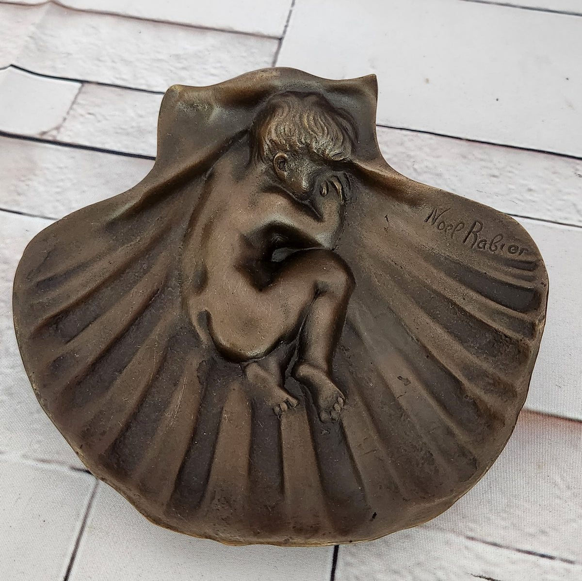 Art Deco Erotic Nude Boy Ashtray Bronze Sculpture Figurine Figure Decor Figure