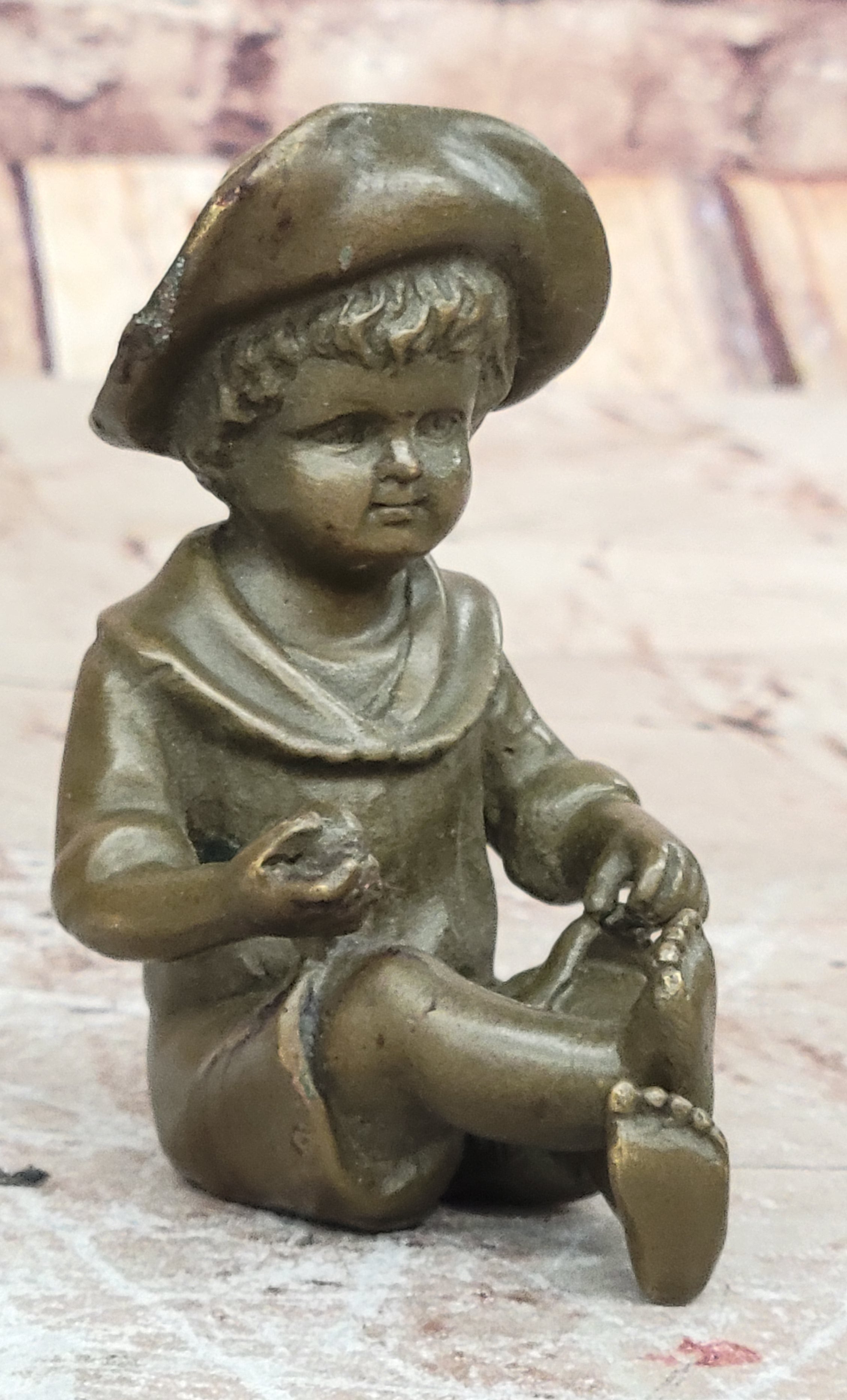 Farmer Boy Bronze Statue Garden Ornament Lost wax Method Statue