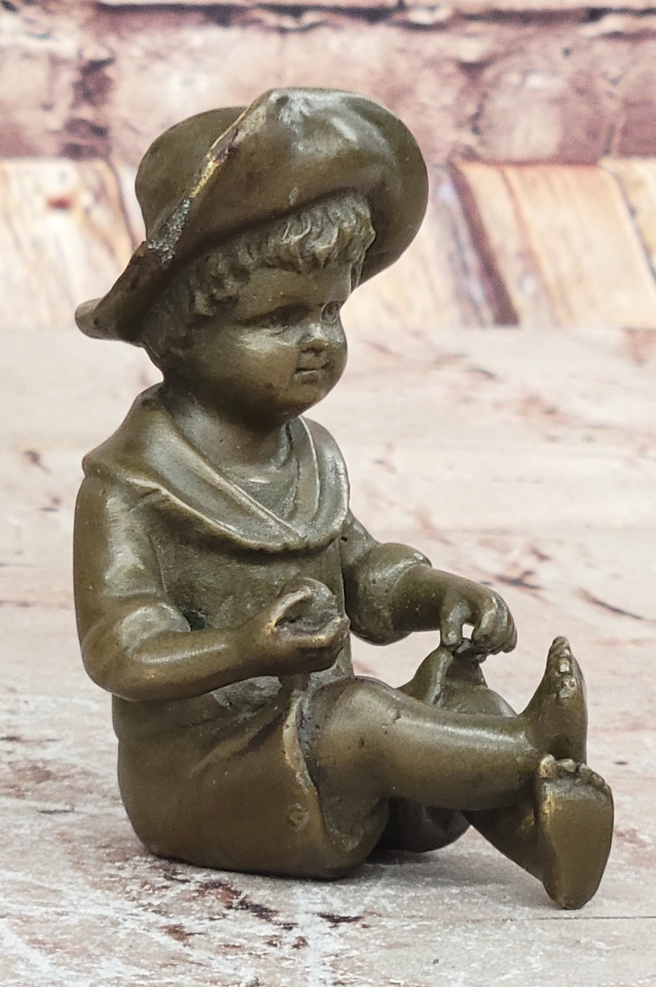 Farmer Boy Bronze Statue Garden Ornament Lost wax Method Statue