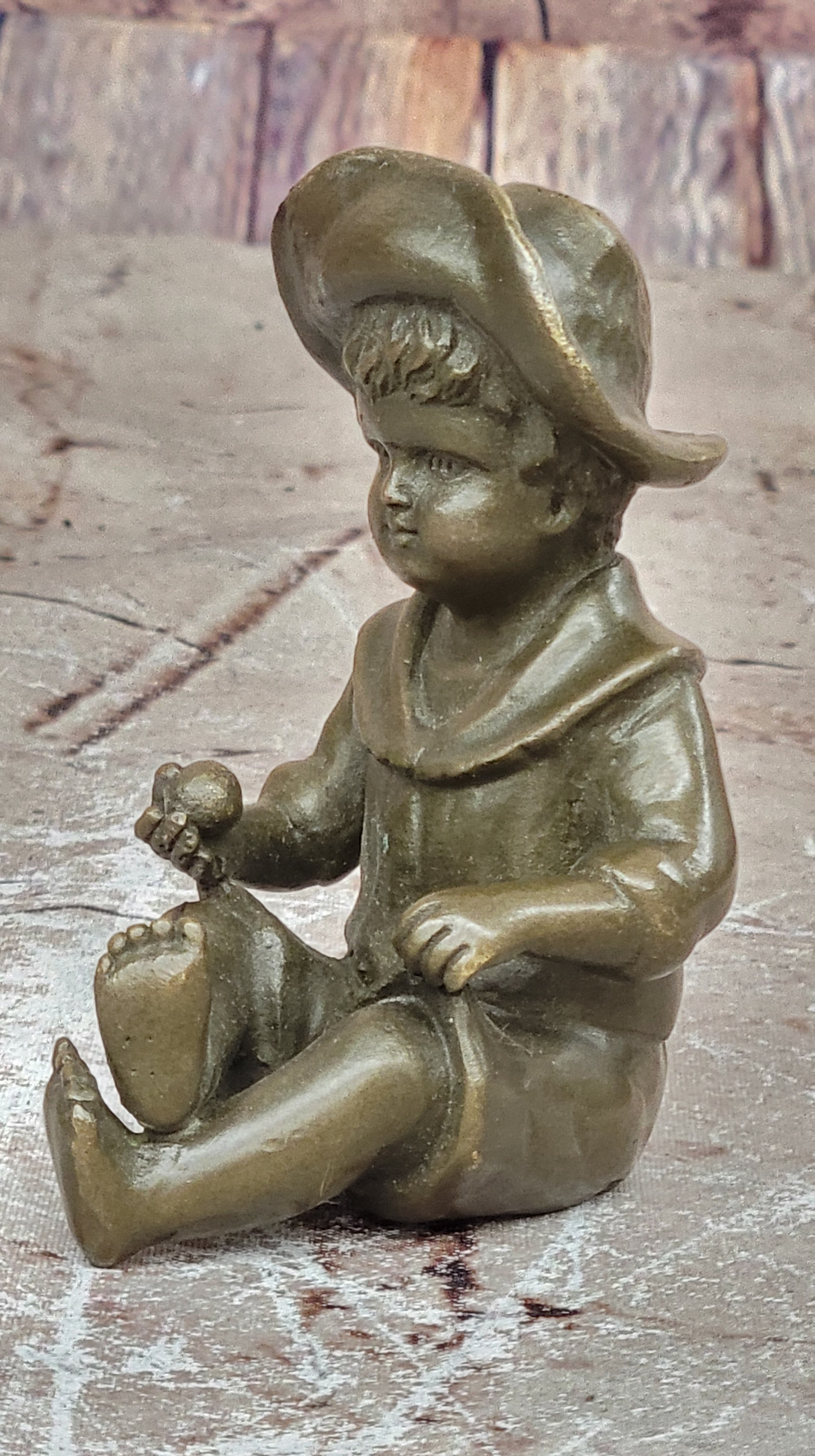 Farmer Boy Bronze Statue Garden Ornament Lost wax Method Statue