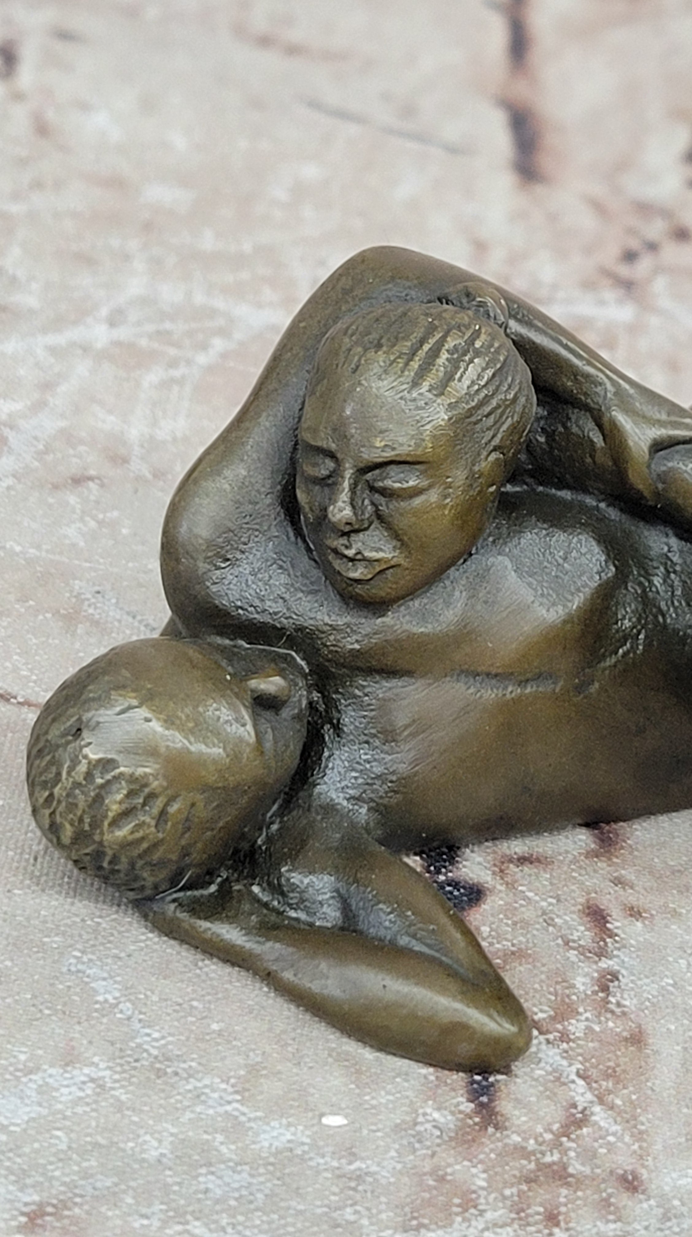 Man and Woman Making Sweet Love Bronze Sculpture Hand Made Deco Hot Cast