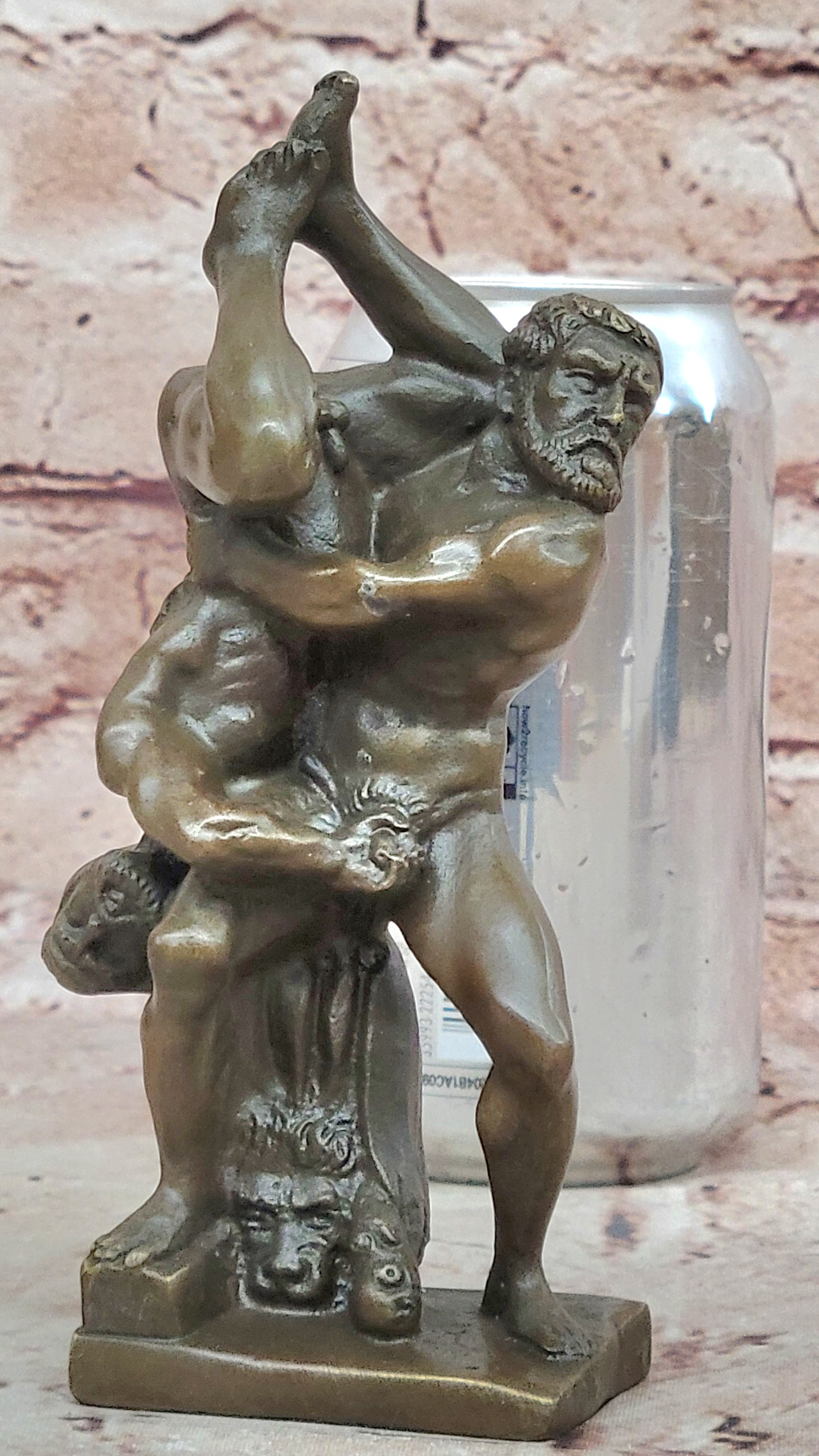 Miniature Austria Wresting Men Bronze Artwork Signed Sculpture Figurine 