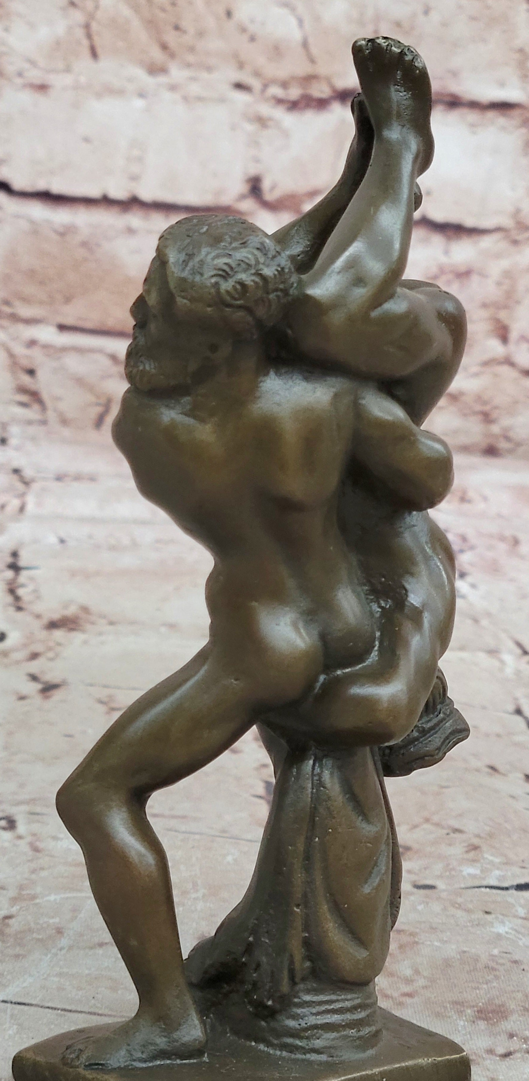 Miniature Austria Wresting Men Bronze Artwork Signed Sculpture Figurine 