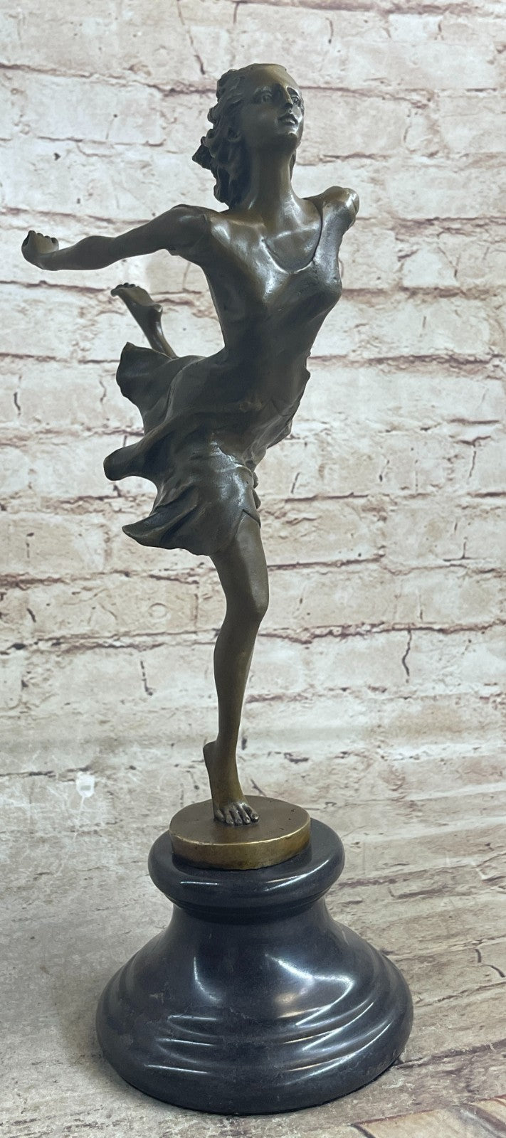 Free Fall Dancer Posing Bronze Marble Sculpture Marble Base Figurine Statue Gift