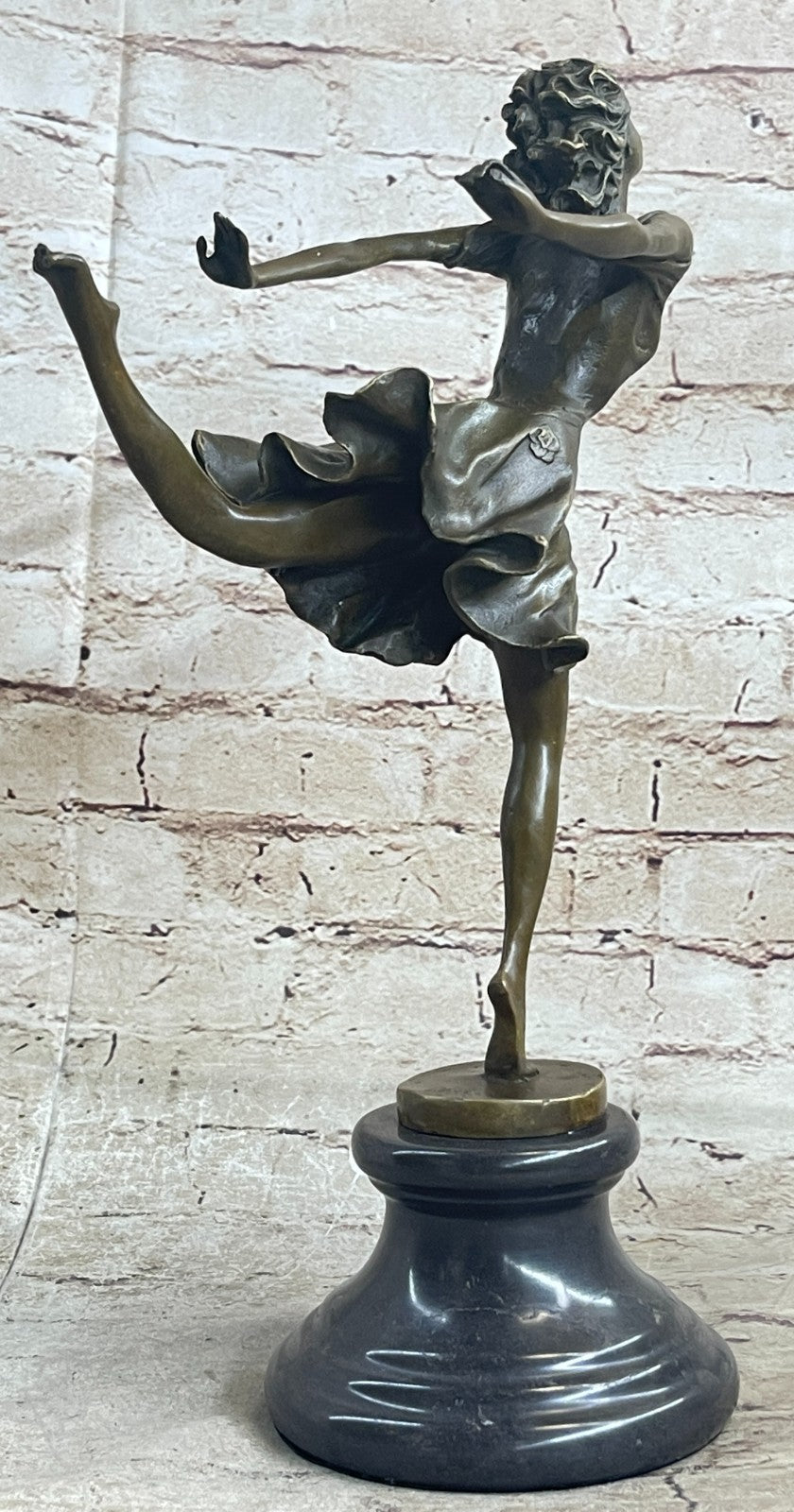 Free Fall Dancer Posing Bronze Marble Sculpture Marble Base Figurine Statue Gift