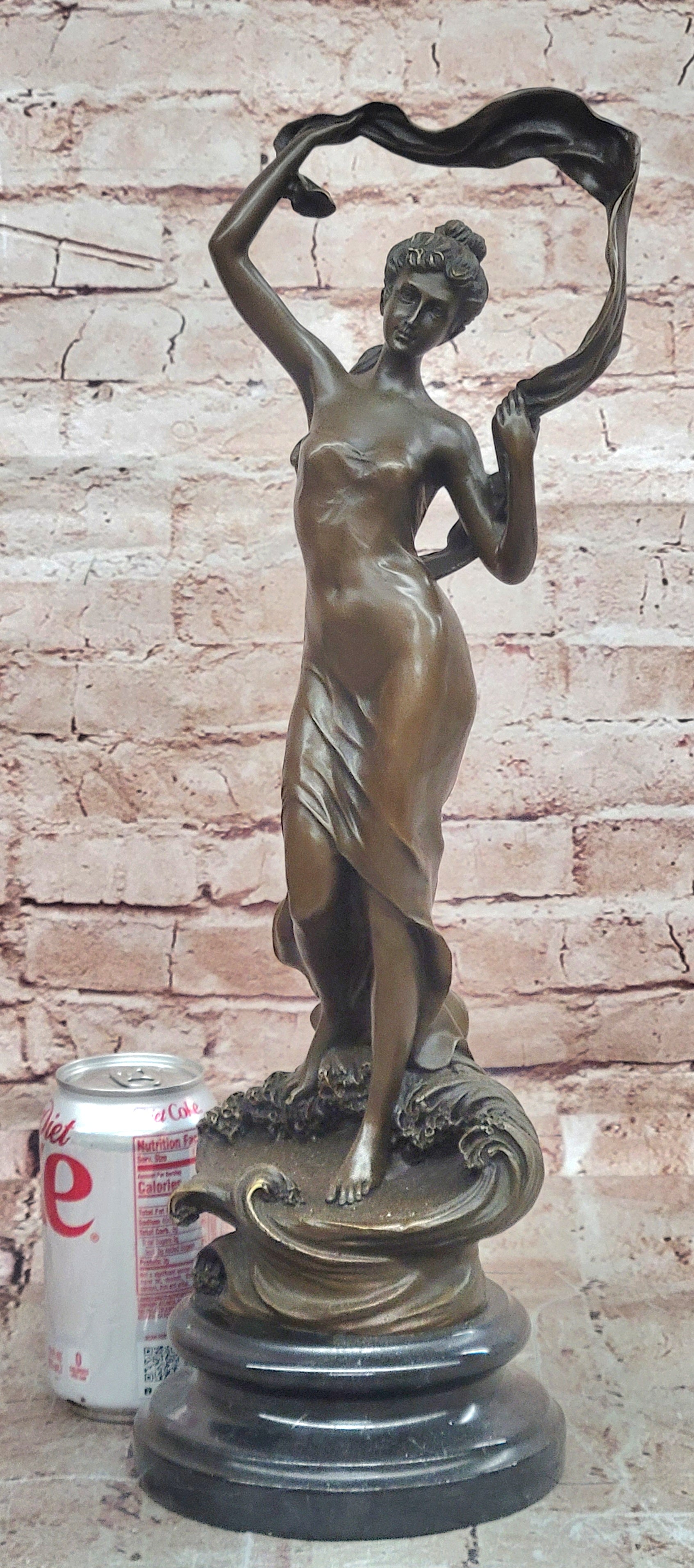 Handcrafted Cesaro Bronze Scarf Dancer Statue Museum Quality Artwork