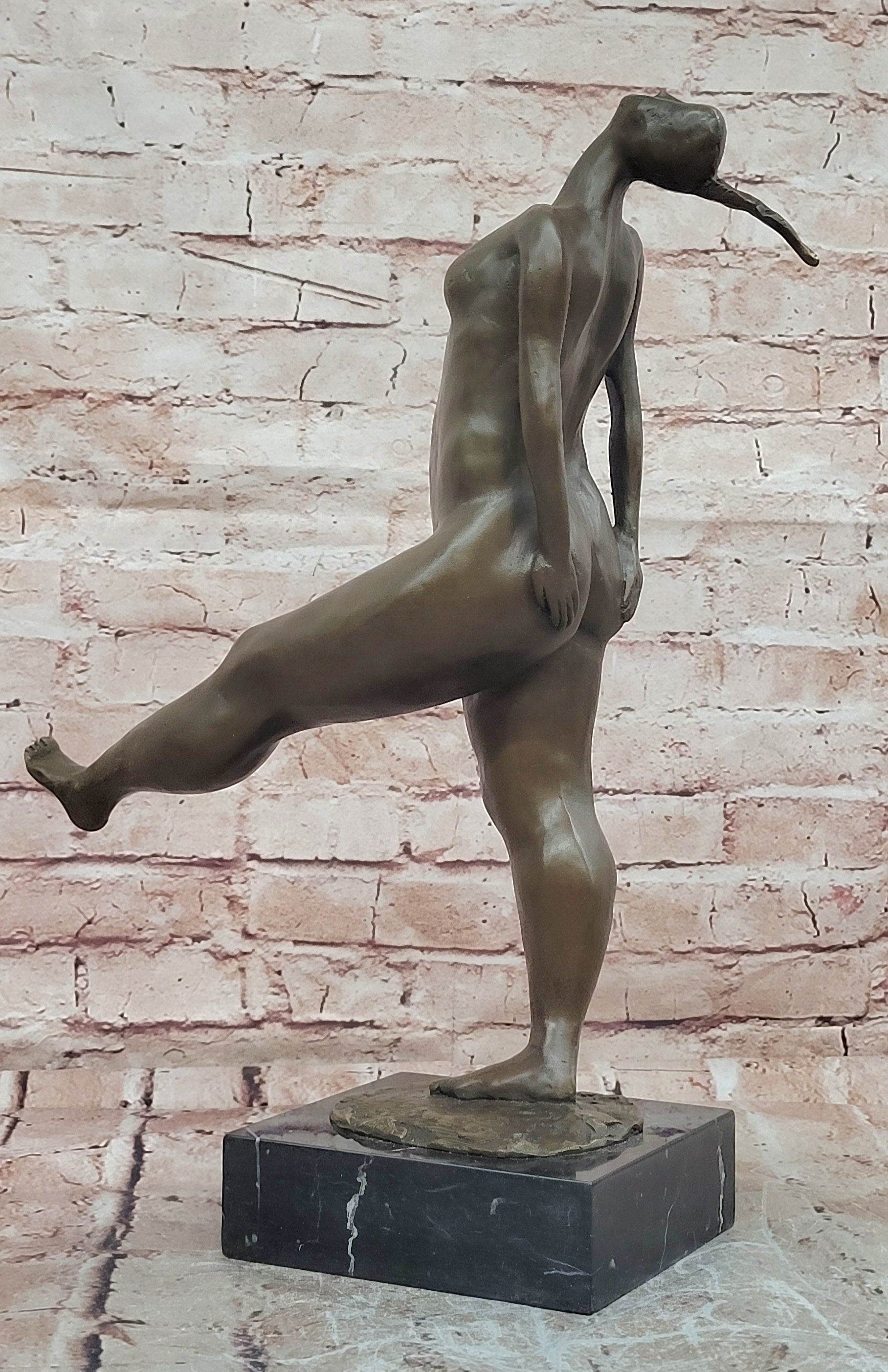 Handcrafted Aldo Vitaleh Nude Female Bronze Sculpture Marble Base Fine Art