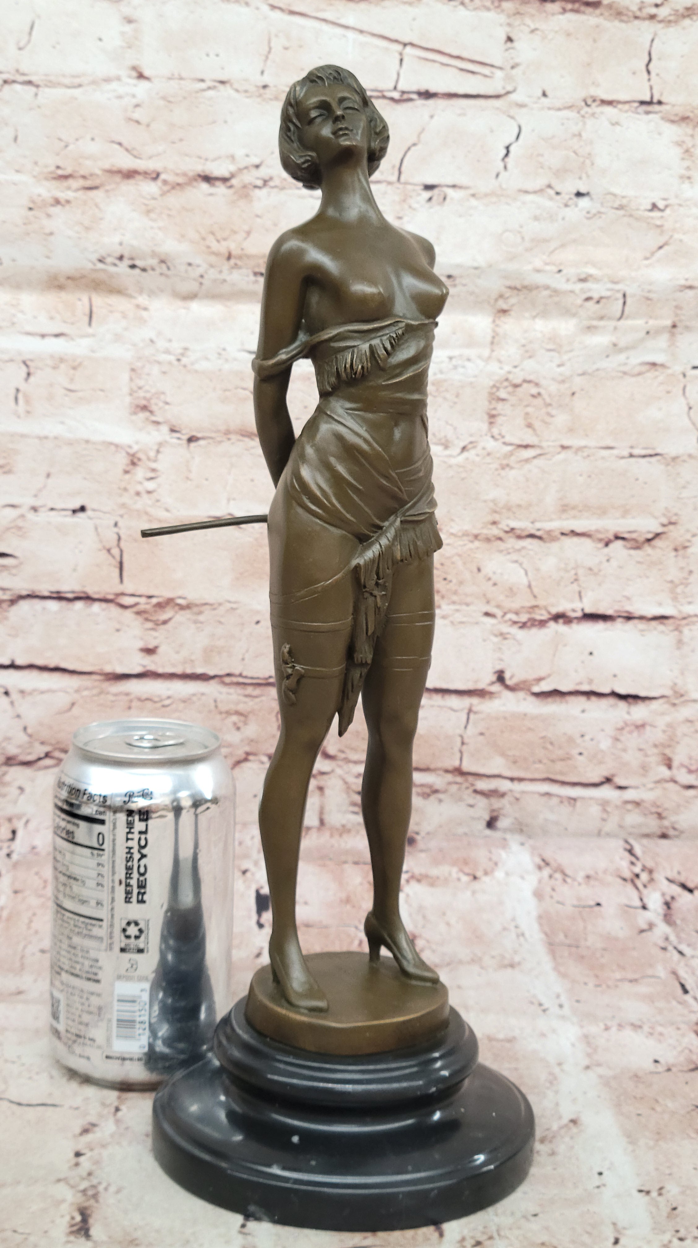 "Erotic Bronze Figurine - Bondage Girl Lulu" Handcrafted Solid Bronze Statue