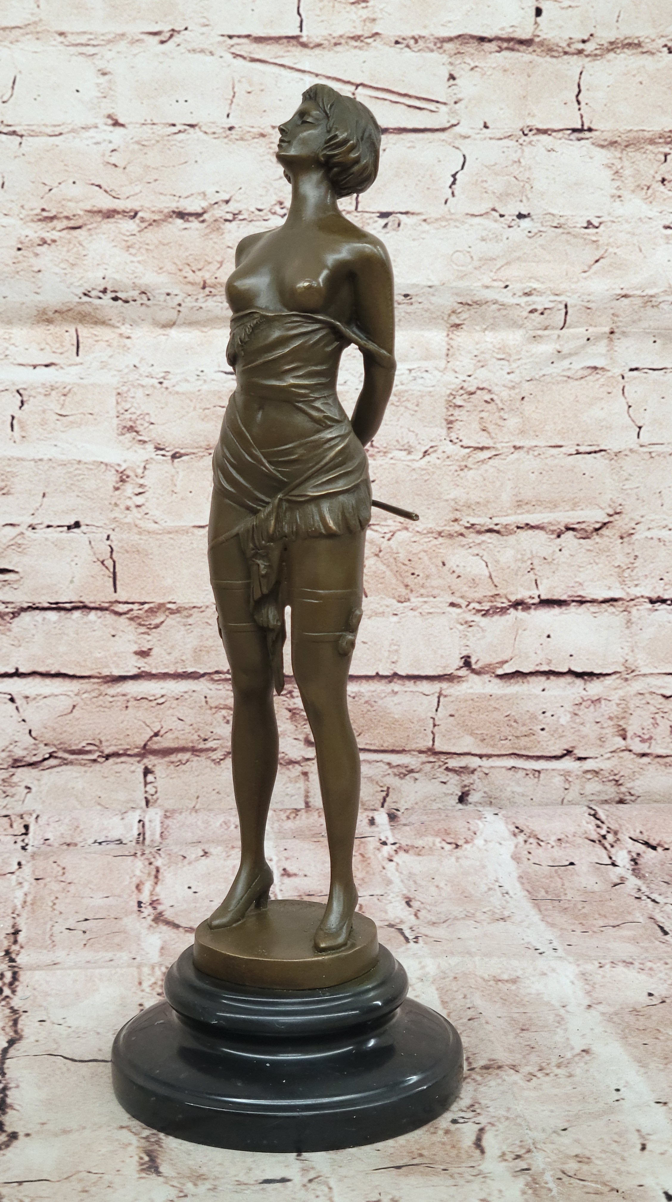 "Erotic Bronze Figurine - Bondage Girl Lulu" Handcrafted Solid Bronze Statue