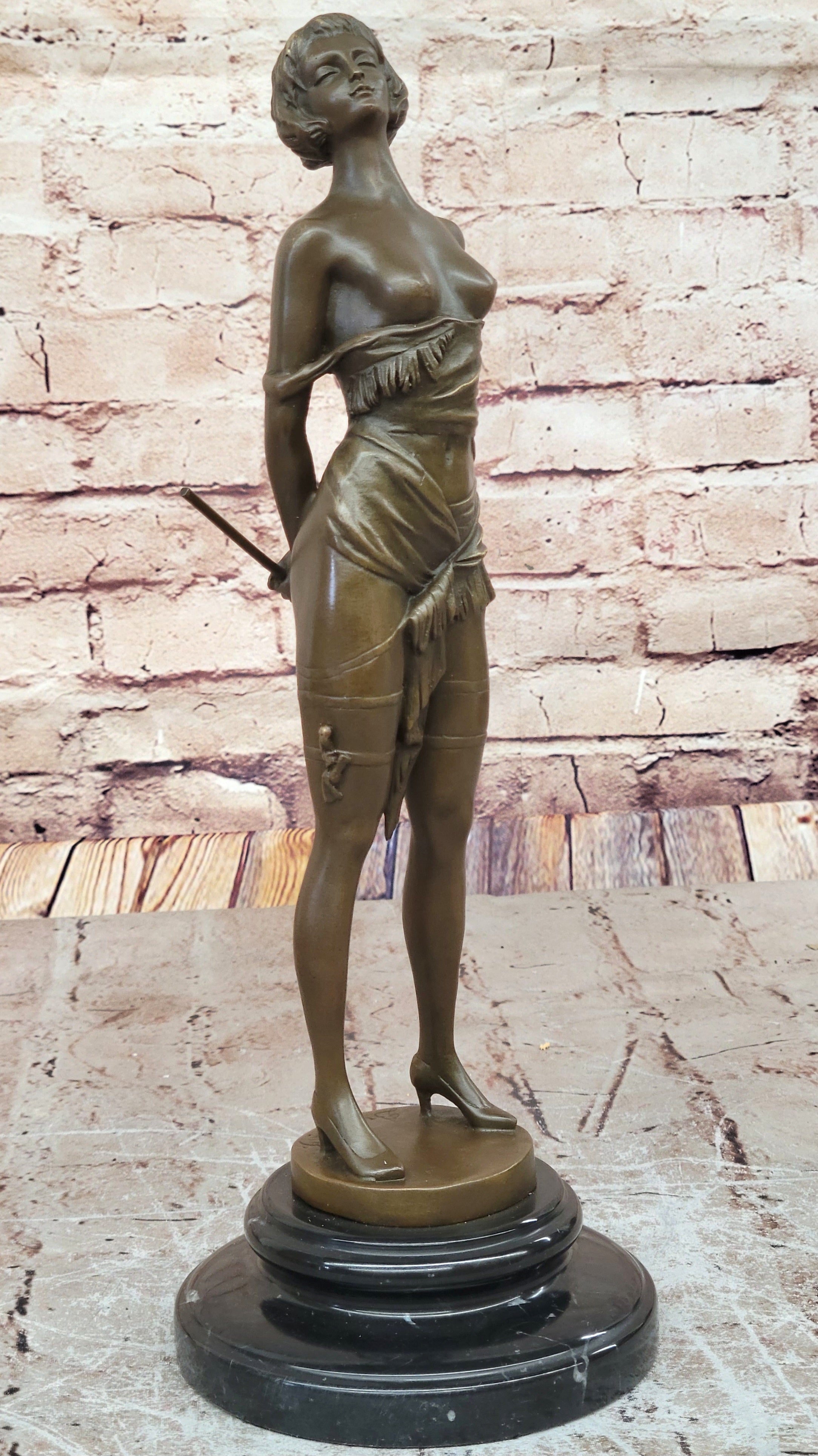 "Erotic Bronze Figurine - Bondage Girl Lulu" Handcrafted Solid Bronze Statue