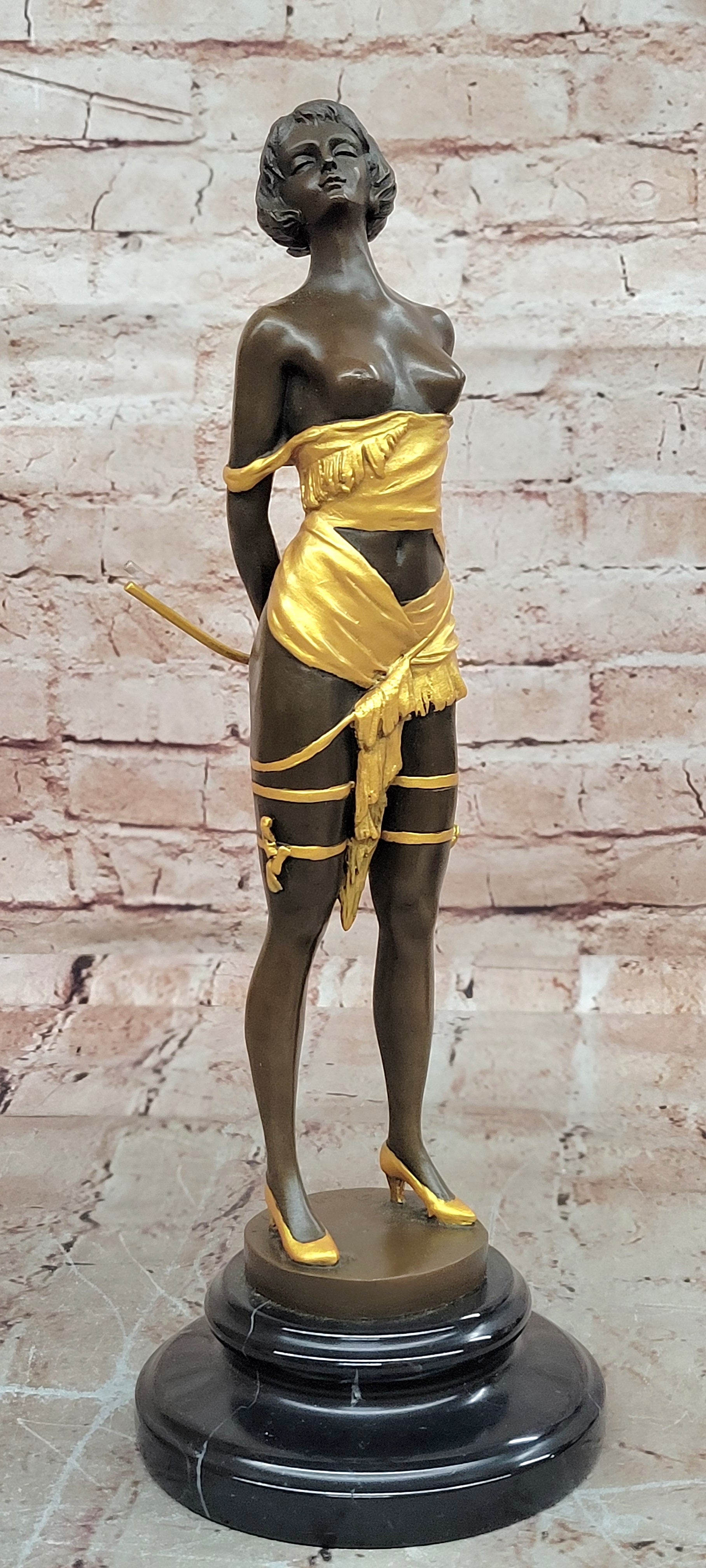 Bronze Erotic Female Riding Corp Sculpture Bruno Zach Collectible Art