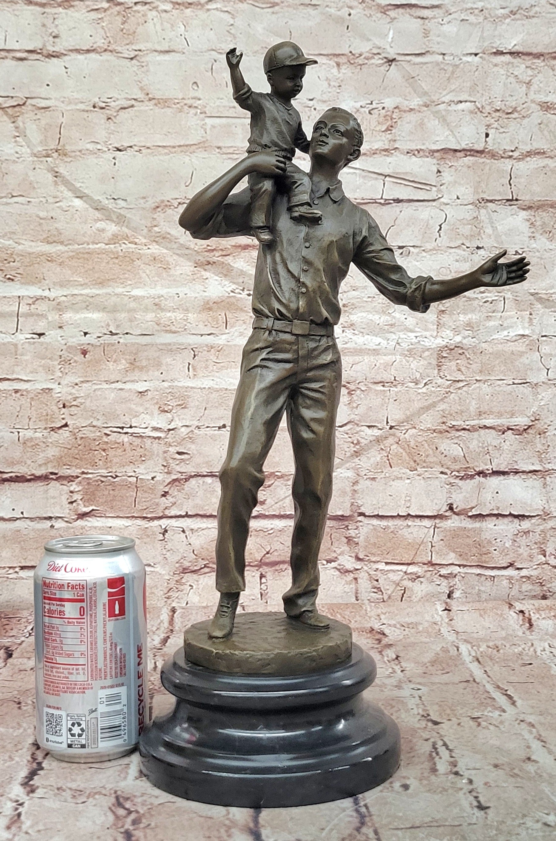 Bronze Family Sculpture Father and Son Signed Aldo Vitaleh Collectible Artwork