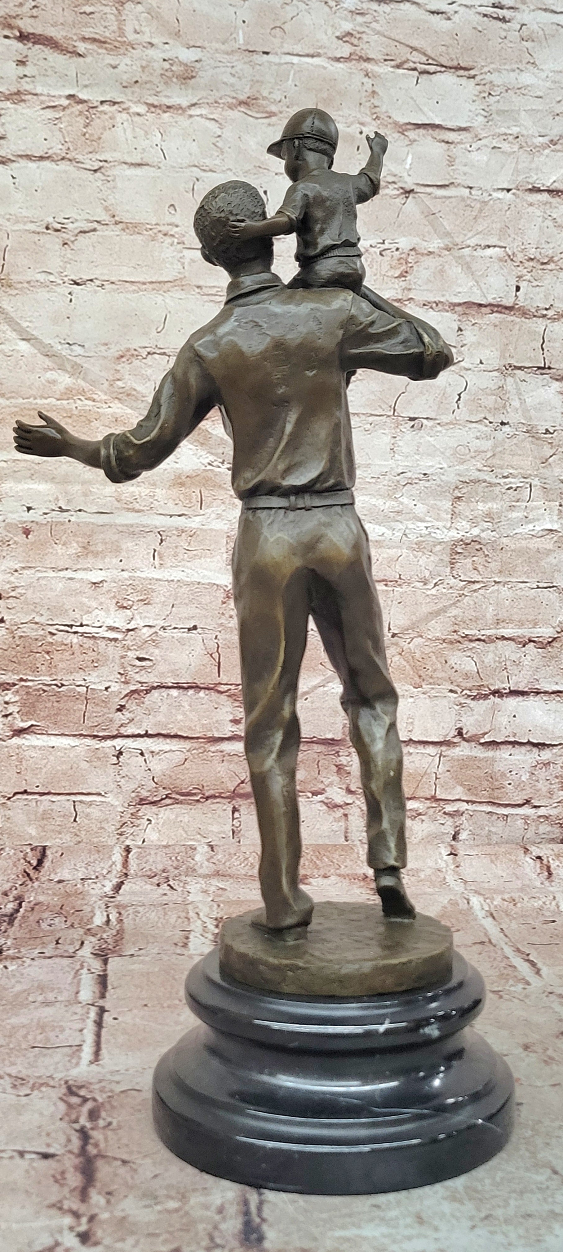 Bronze Family Sculpture Father and Son Signed Aldo Vitaleh Collectible Artwork
