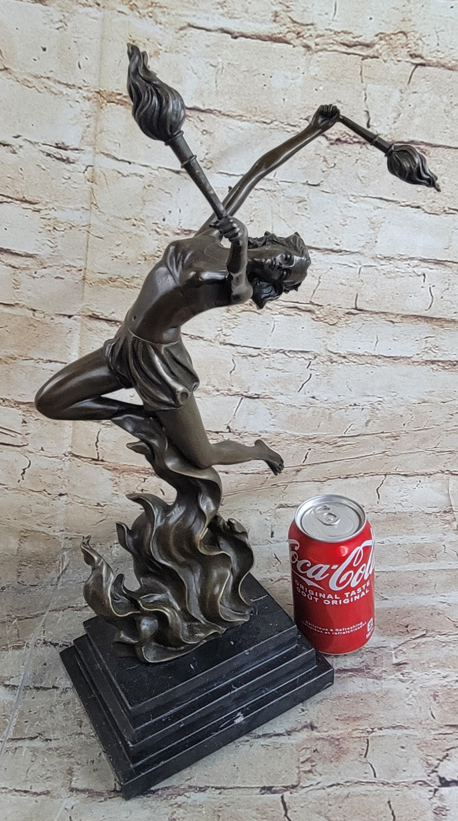 17/5 Tall Fine Artwork by Mario Nick Female Fire dancer Bronze Figurine