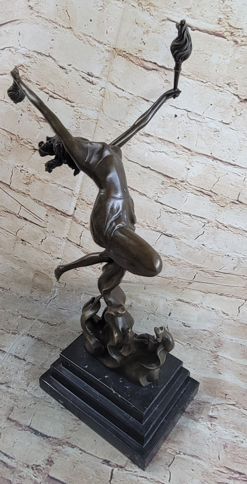 17/5 Tall Fine Artwork by Mario Nick Female Fire dancer Bronze Figurine