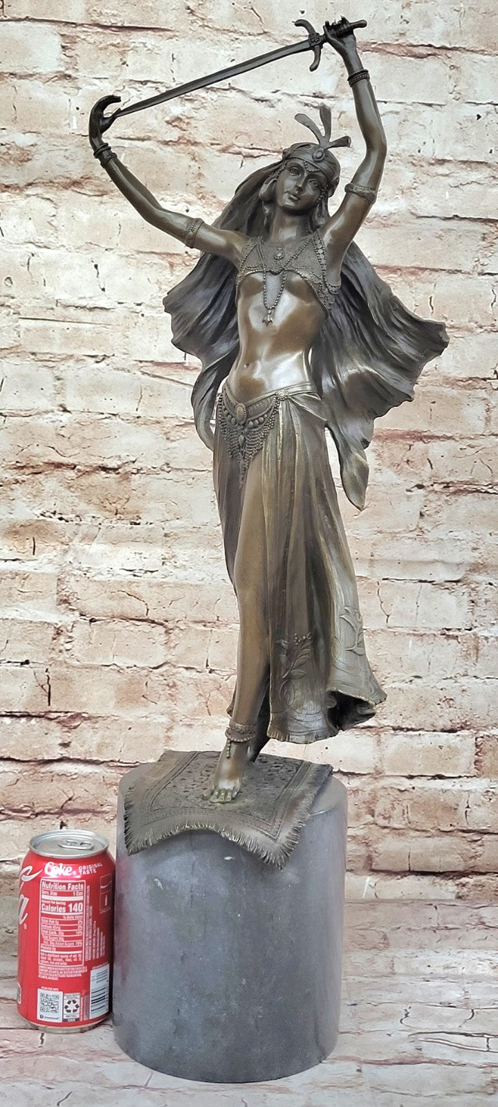 100% Solid Bronze Massive Detailed Female Warrior by Franz Bergman Figurine Sale