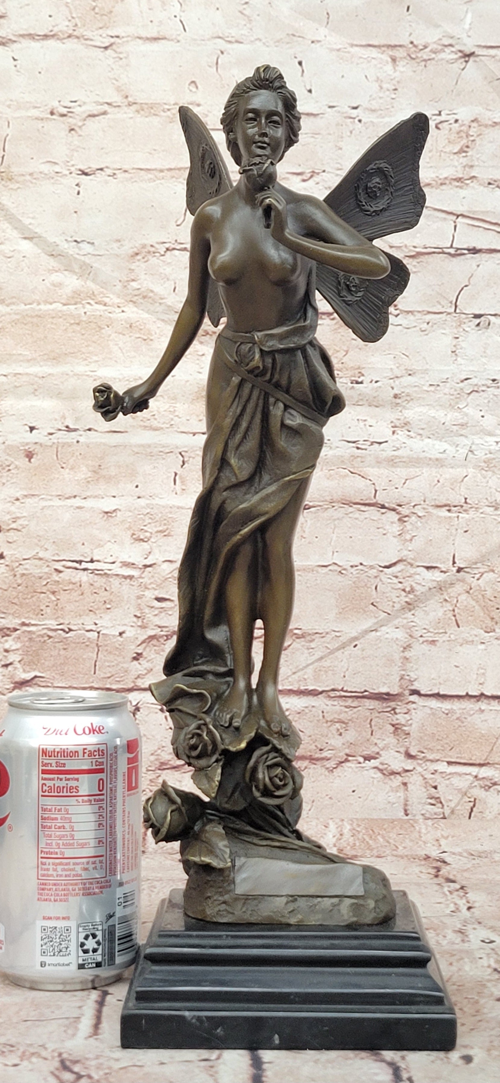 Cesaro Bronze Fairy Sculpture with Butterfly Wings Fantasy Collectible Art Statue