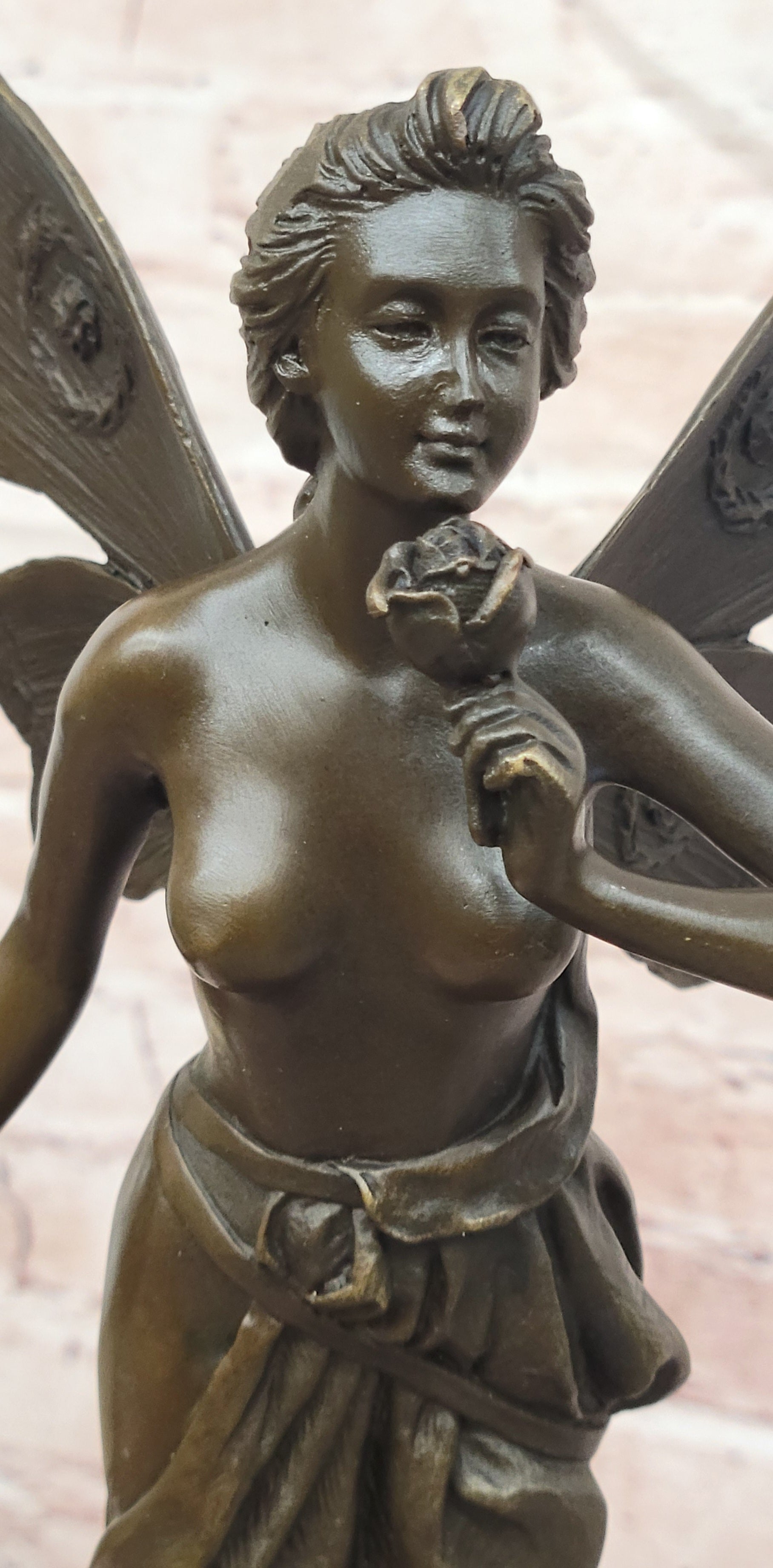 Cesaro Bronze Fairy Sculpture with Butterfly Wings Fantasy Collectible Art Statue