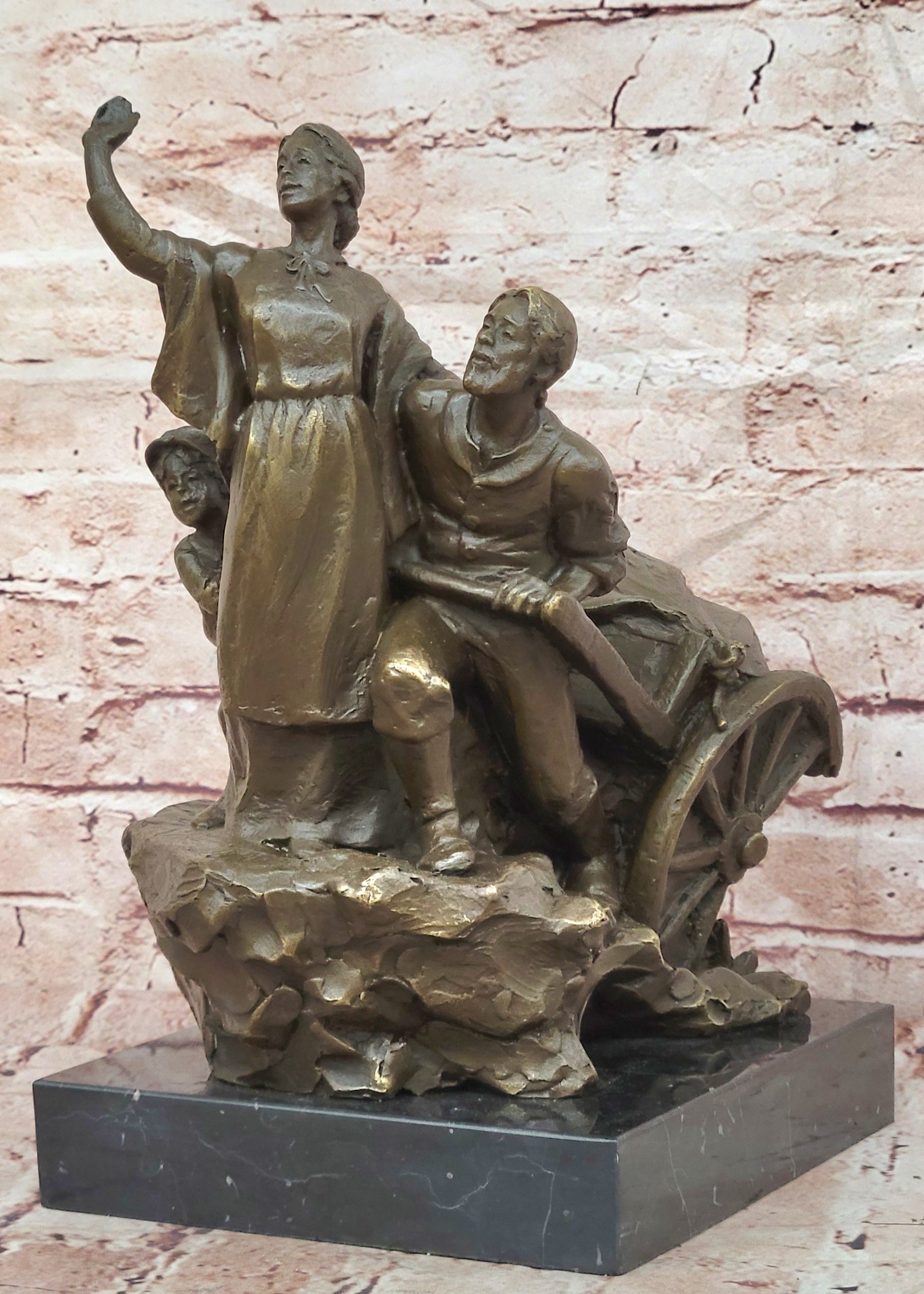 Bronze Art Nouveau Family Sculpture Mavchi Figurative Fine Art Collectible Art