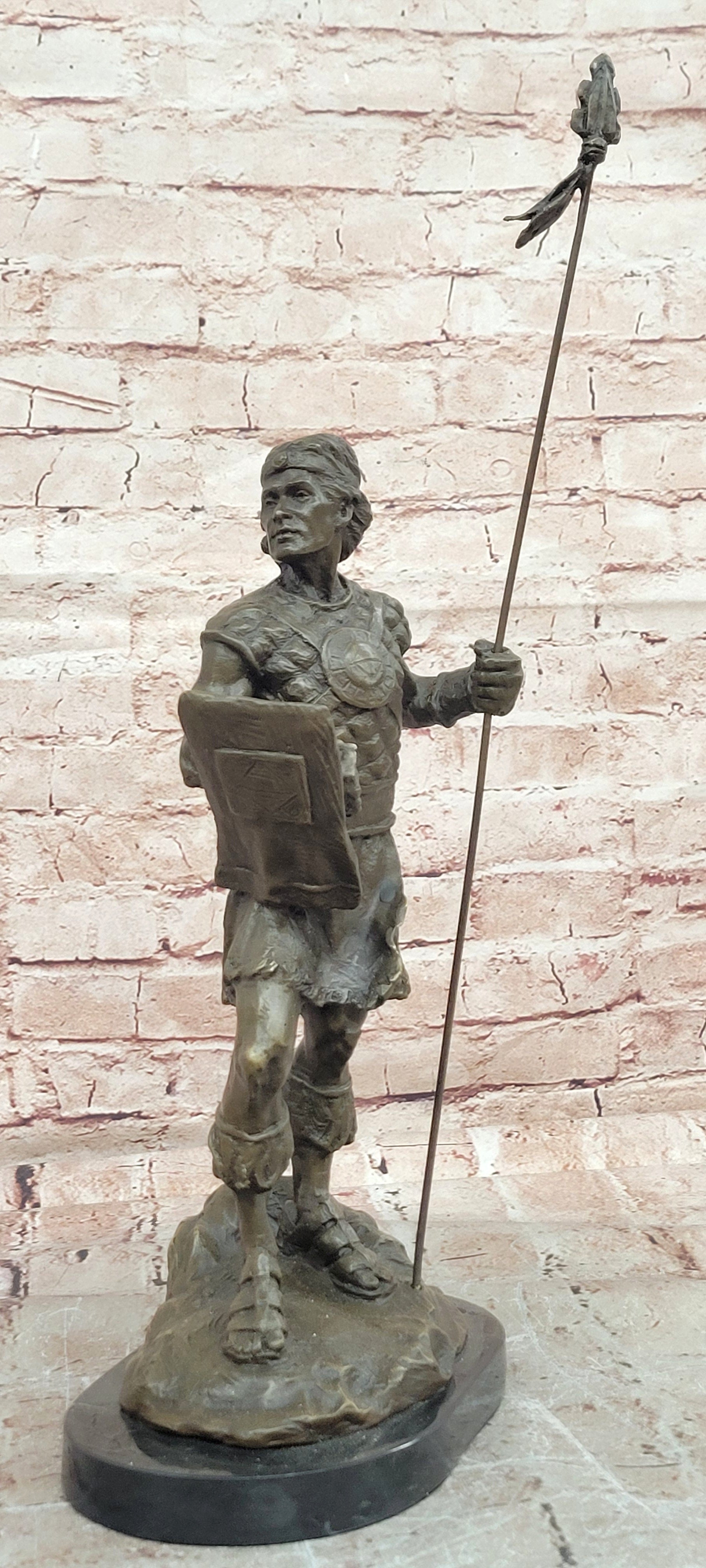 Handcrafted Bronze Celtic Warrior Statue Signed Jean Patoue Collector Artwork