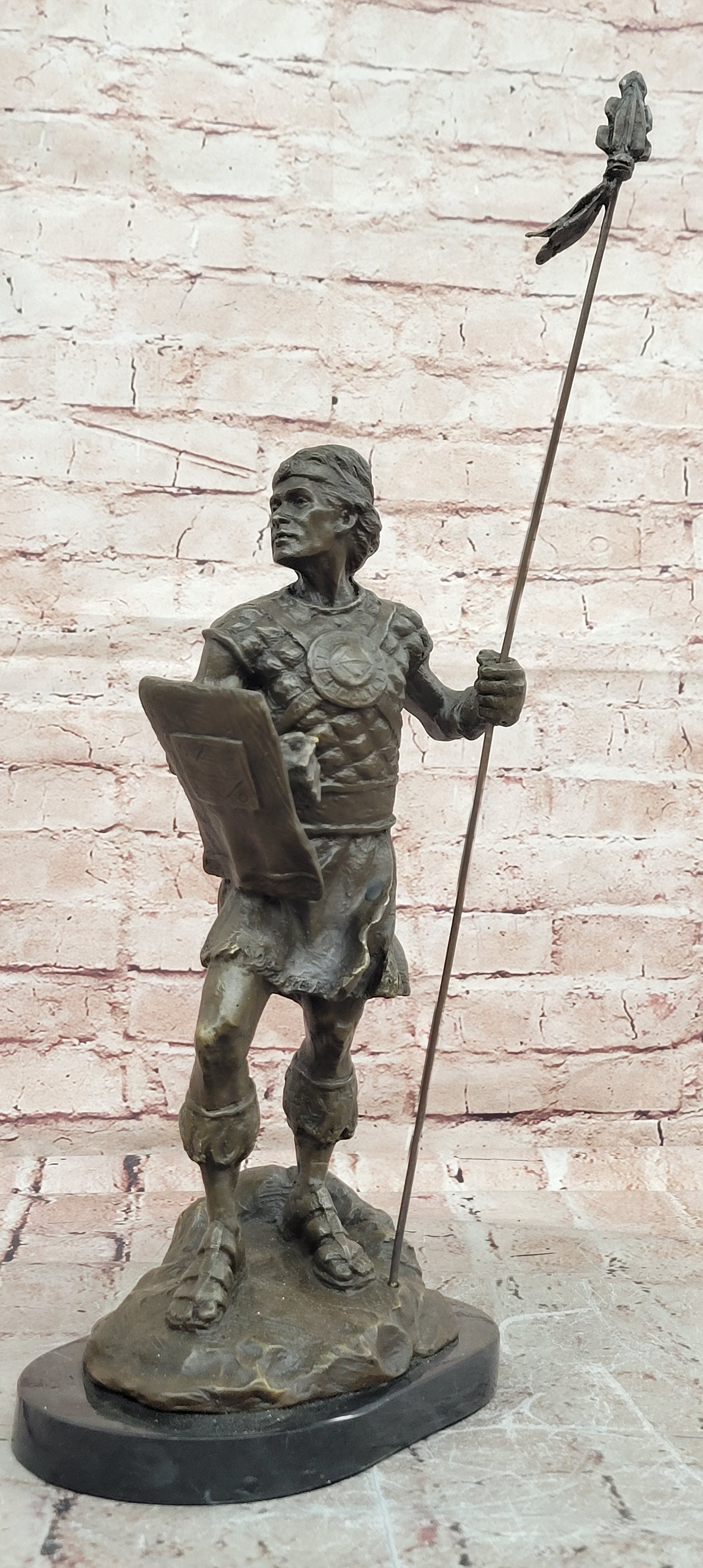 Handcrafted Bronze Celtic Warrior Statue Signed Jean Patoue Collector Artwork