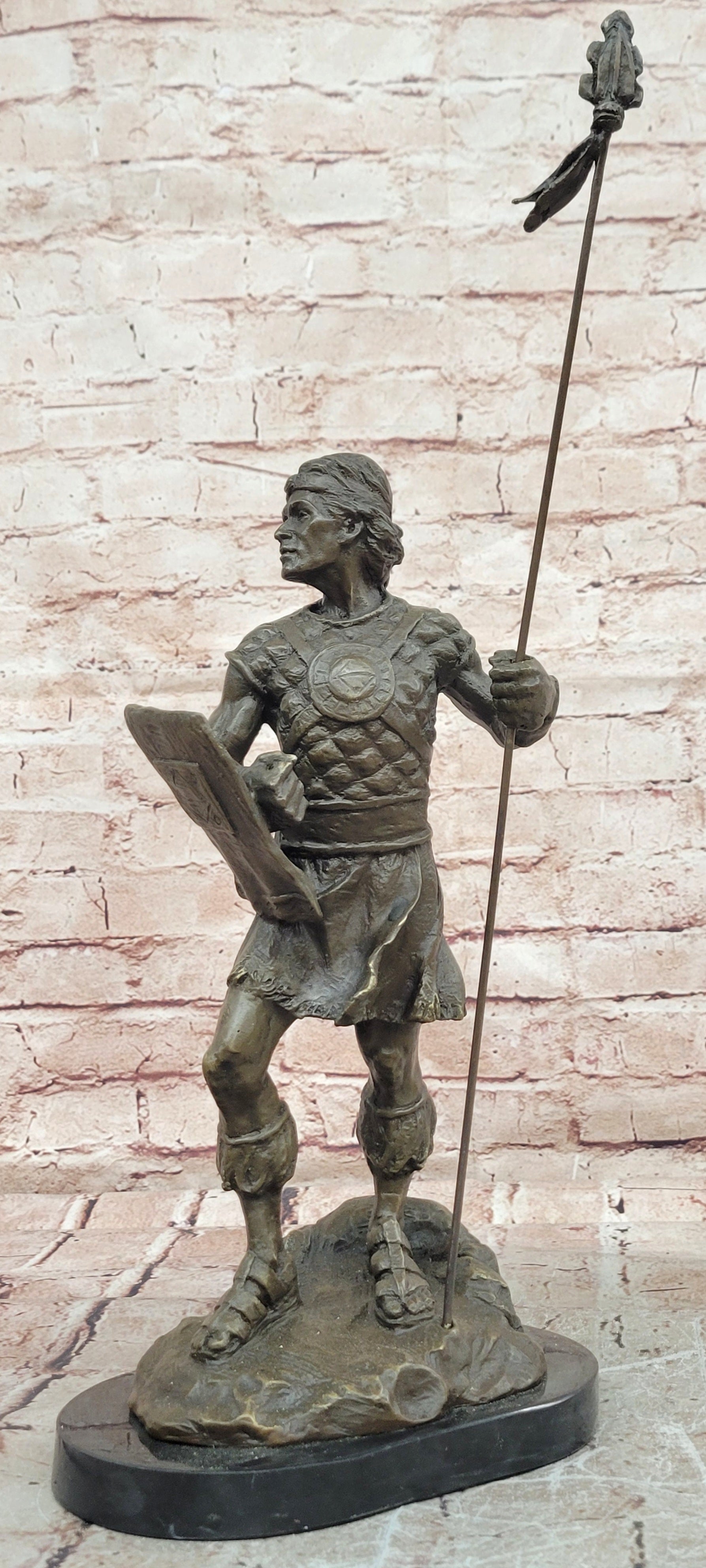 Handcrafted Bronze Celtic Warrior Statue Signed Jean Patoue Collector Artwork