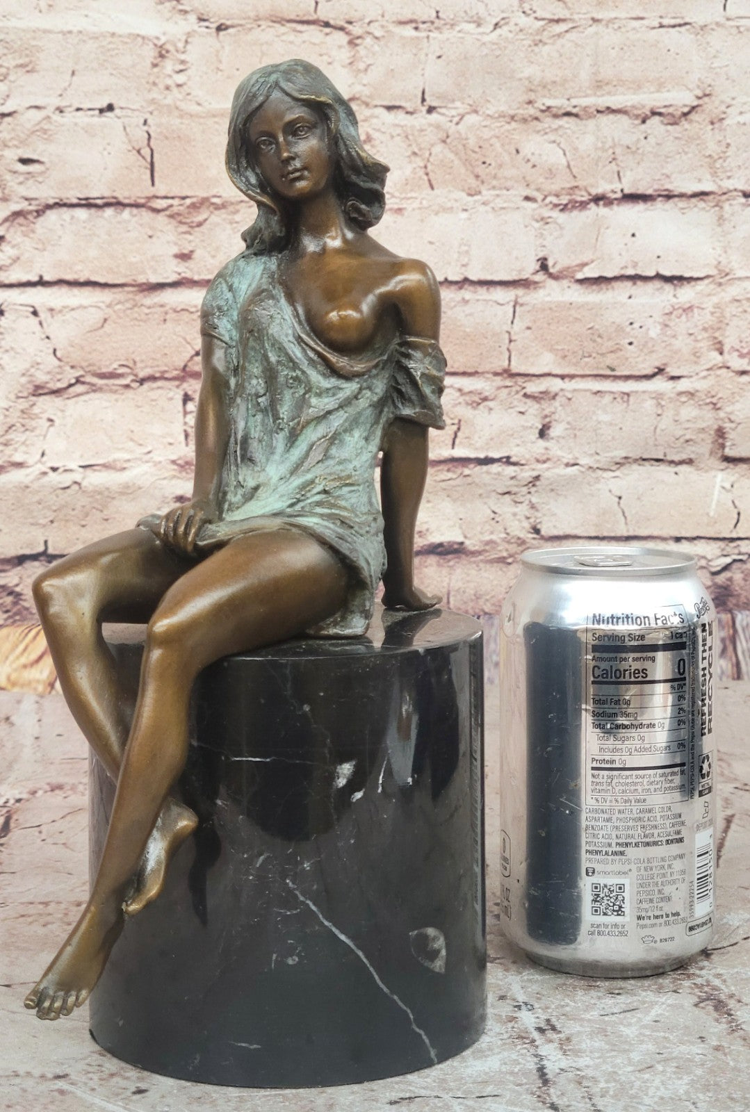 Bronze Naked Girl Statue Sitting Nude Woman Sculptures Mens Dorm Decor Figurine
