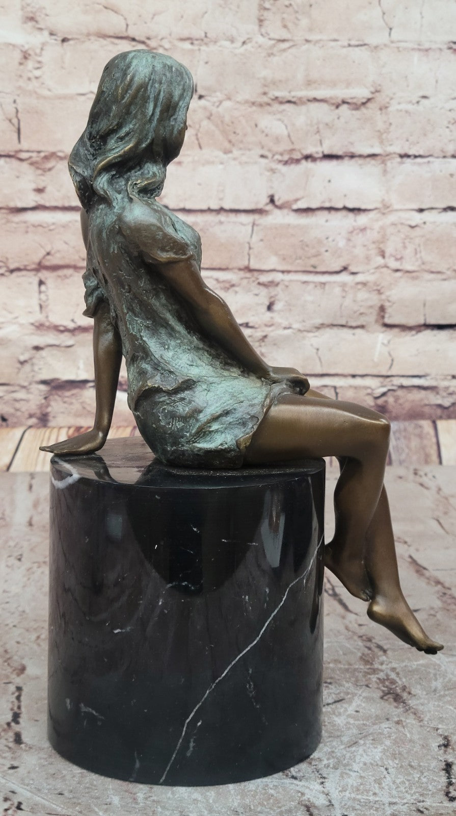 Bronze Naked Girl Statue Sitting Nude Woman Sculptures Mens Dorm Decor Figurine
