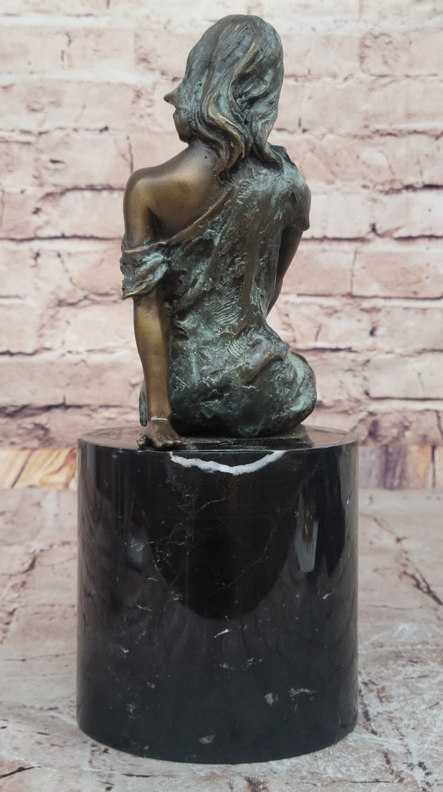 Bronze Naked Girl Statue Sitting Nude Woman Sculptures Mens Dorm Decor Figurine
