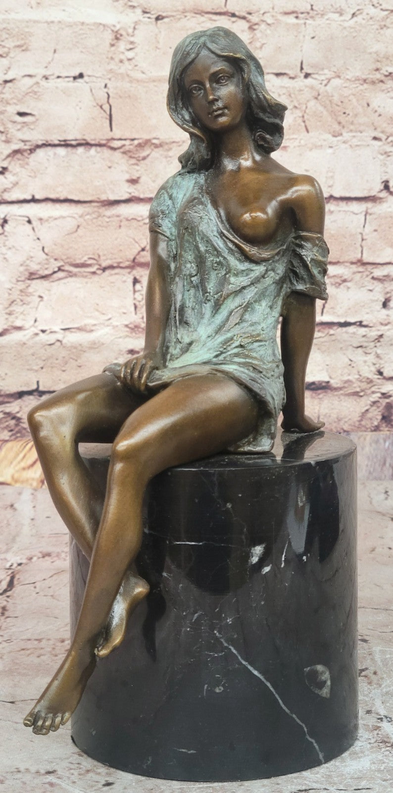 Bronze Naked Girl Statue Sitting Nude Woman Sculptures Mens Dorm Decor Figurine