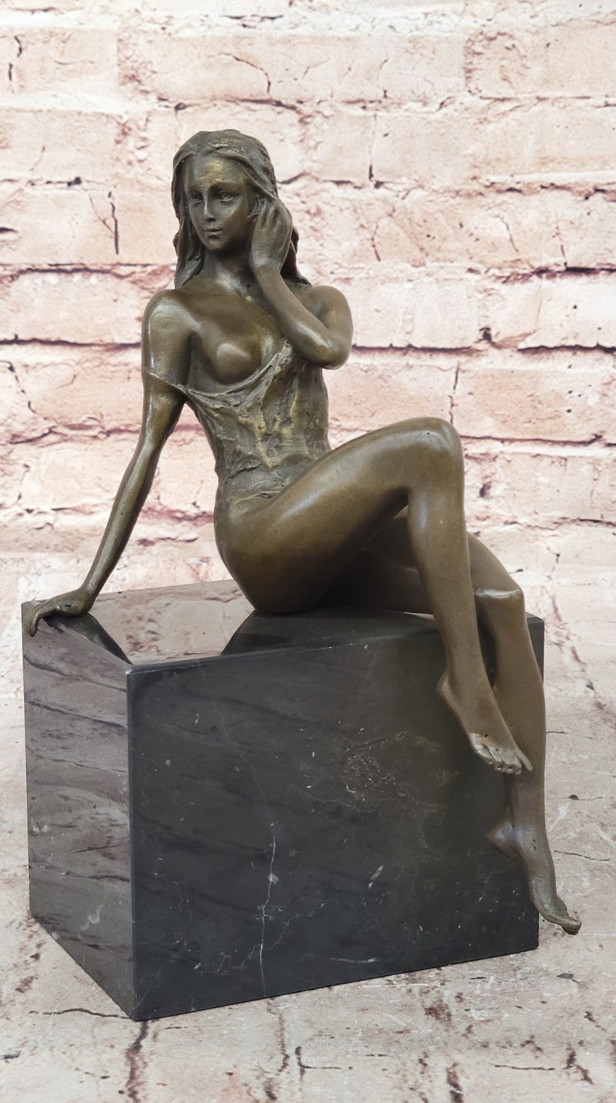 Signed Original Artwork Abstract Nude Female Bronze Marble Sculpture Statue Sale