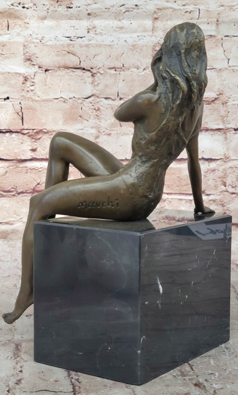 Signed Original Artwork Abstract Nude Female Bronze Marble Sculpture Statue Sale