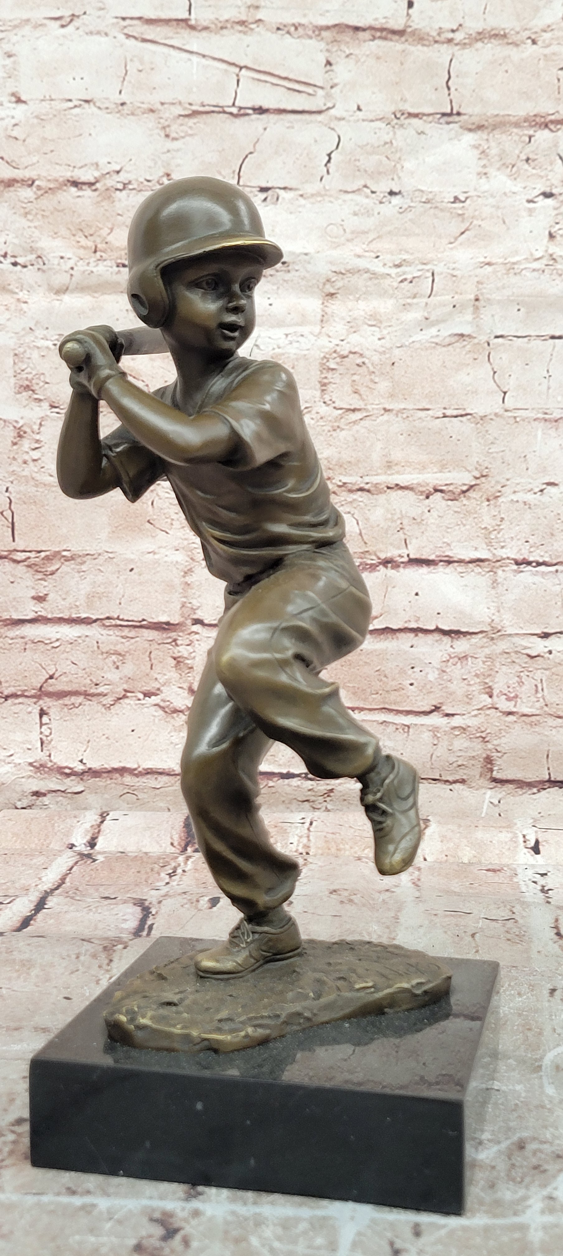 Handmade Bronze Baseball Batter Figurine Sports Lover Hot Cast Home Decor