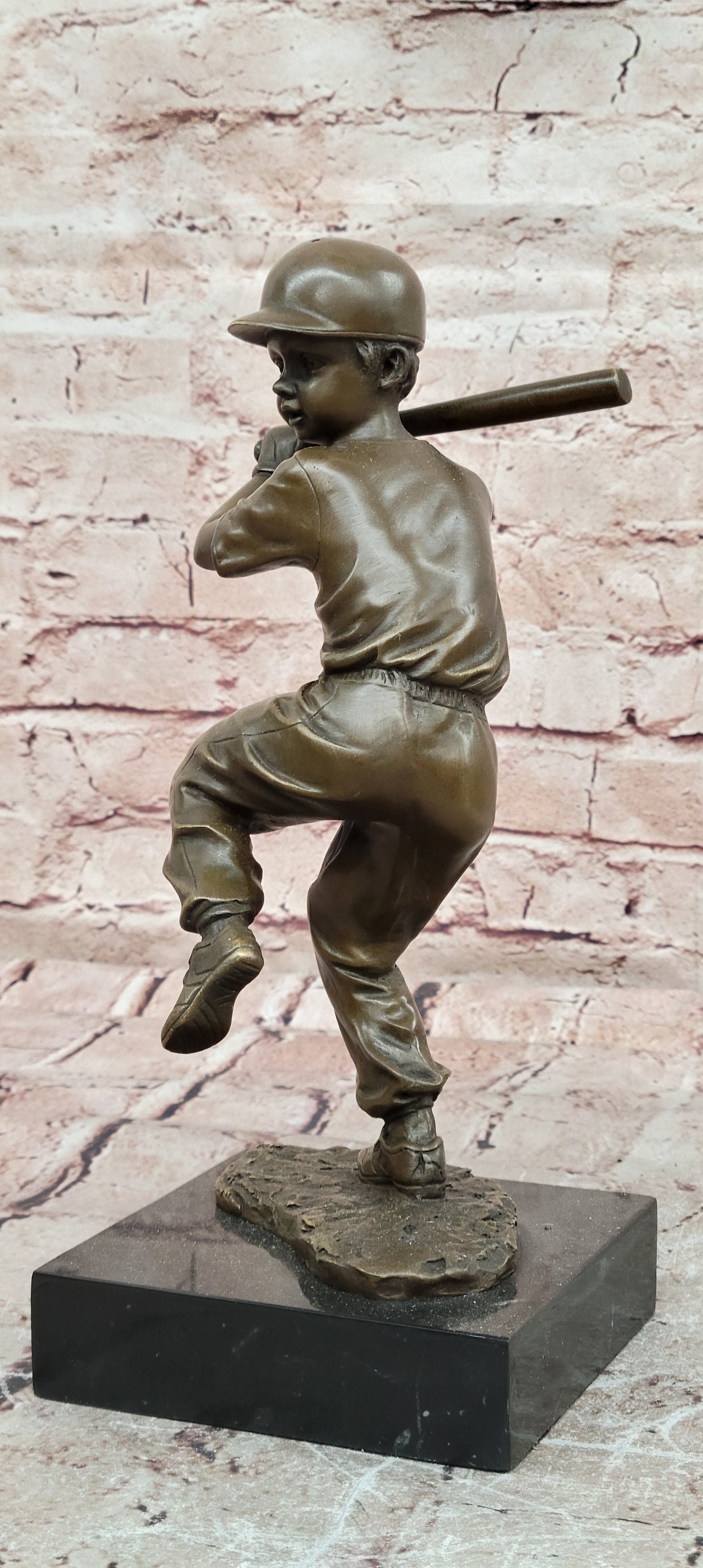 Handmade Bronze Baseball Batter Figurine Sports Lover Hot Cast Home Decor
