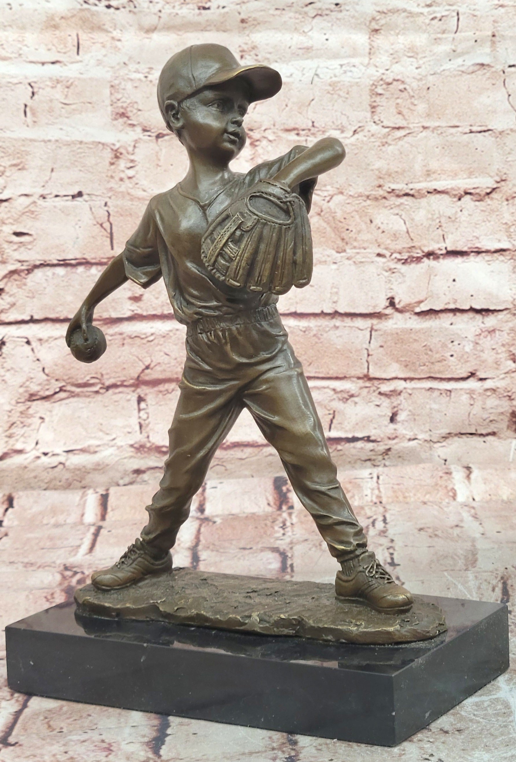Signed Mario Nick Bronze Pitcher Sculpture MLB Sports Memorabilia Fine Art