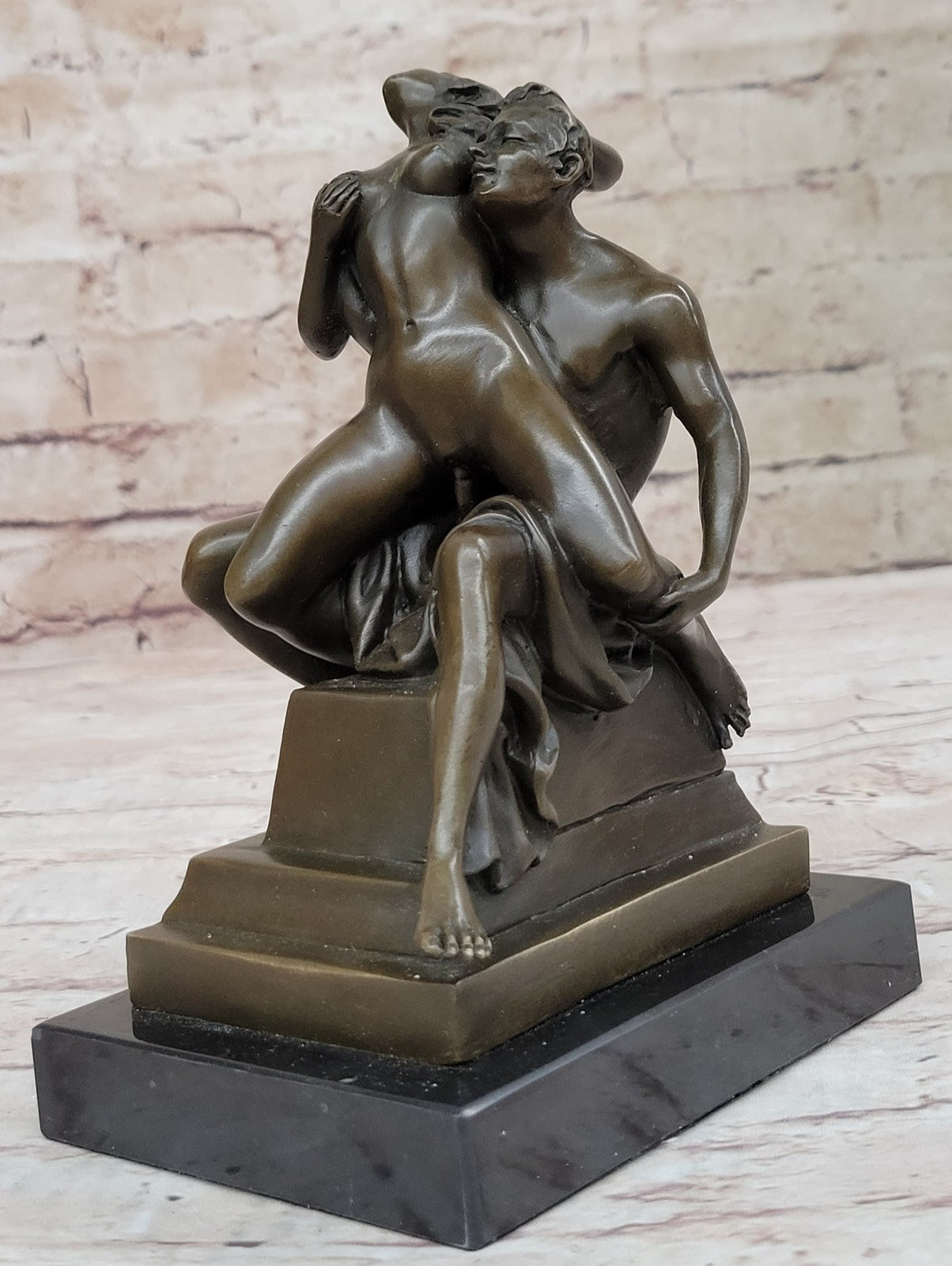Nude 100% Bronze Sculpture Man and Woman  Hot Cast Figurine Figure Hot Cast