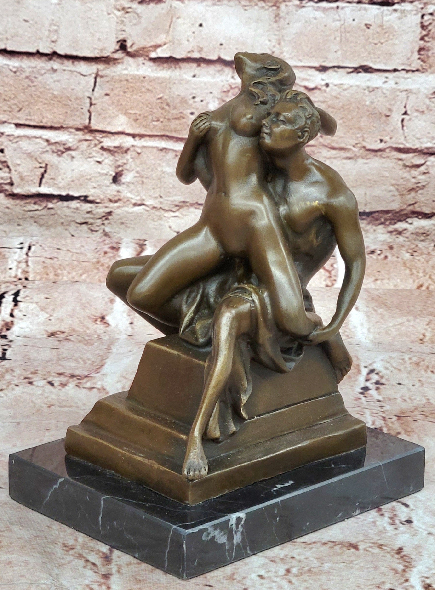 Nude 100% Bronze Sculpture Man and Woman  Hot Cast Figurine Figure Hot Cast