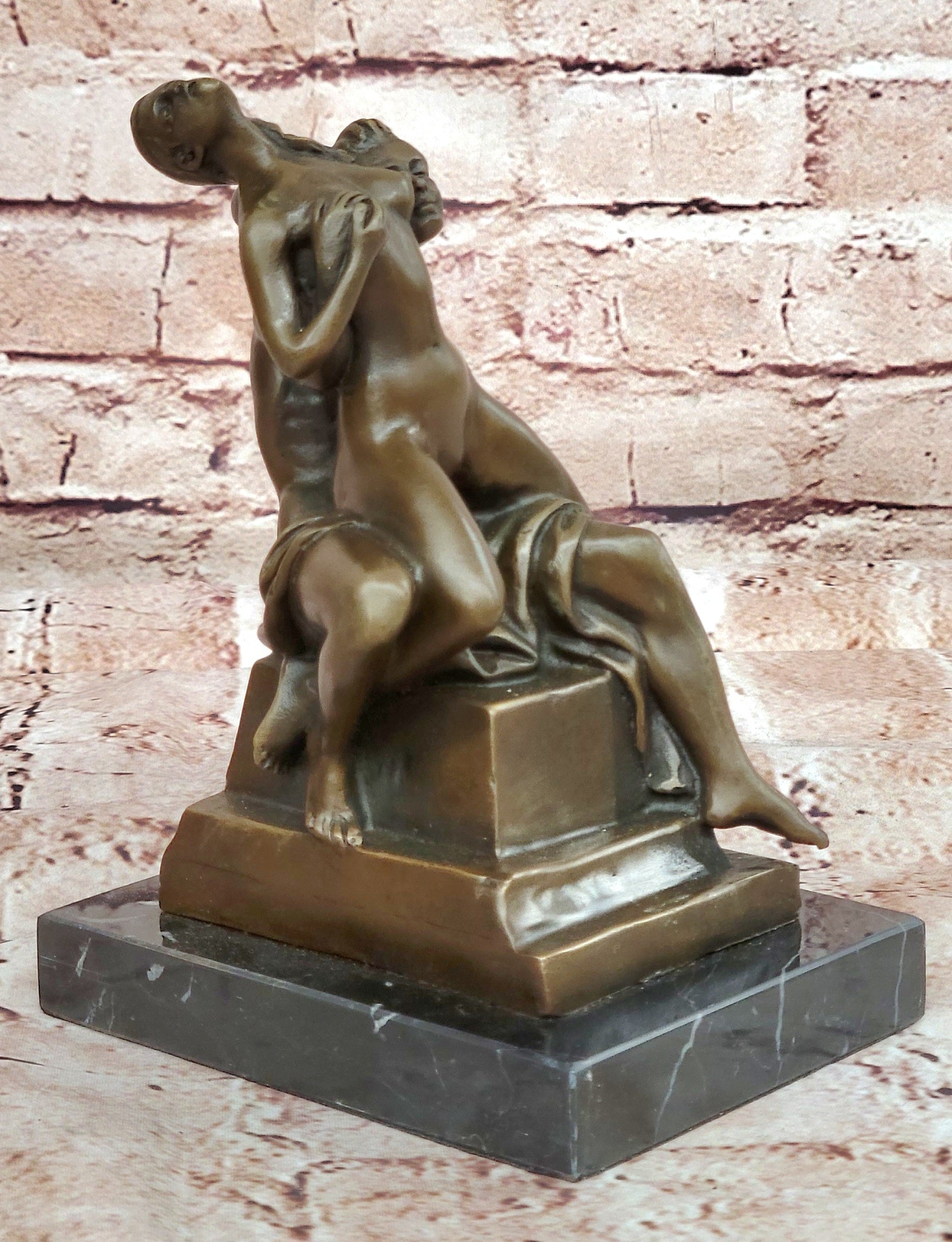 Nude 100% Bronze Sculpture Man and Woman  Hot Cast Figurine Figure Hot Cast