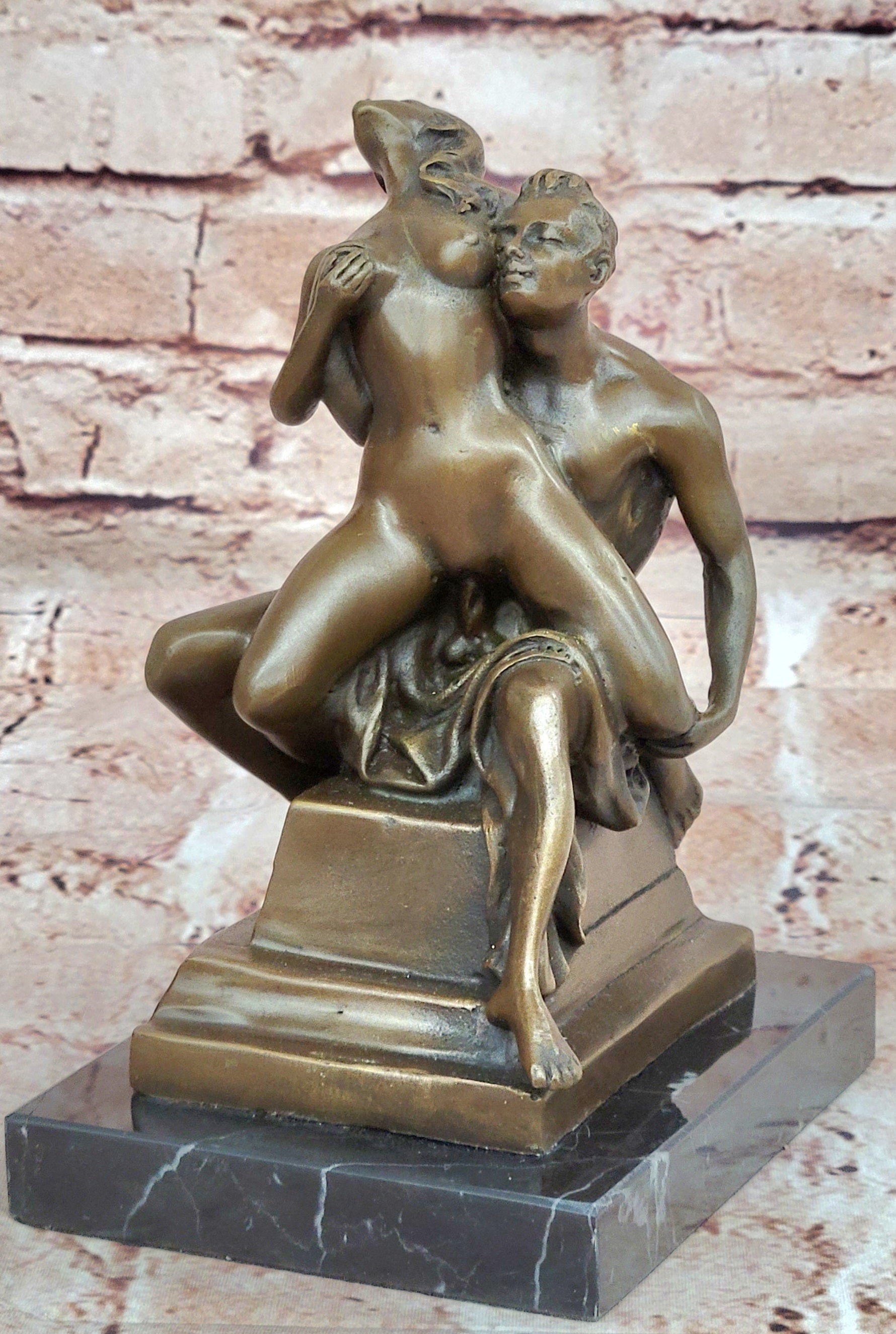Nude 100% Bronze Sculpture Man and Woman  Hot Cast Figurine Figure Hot Cast