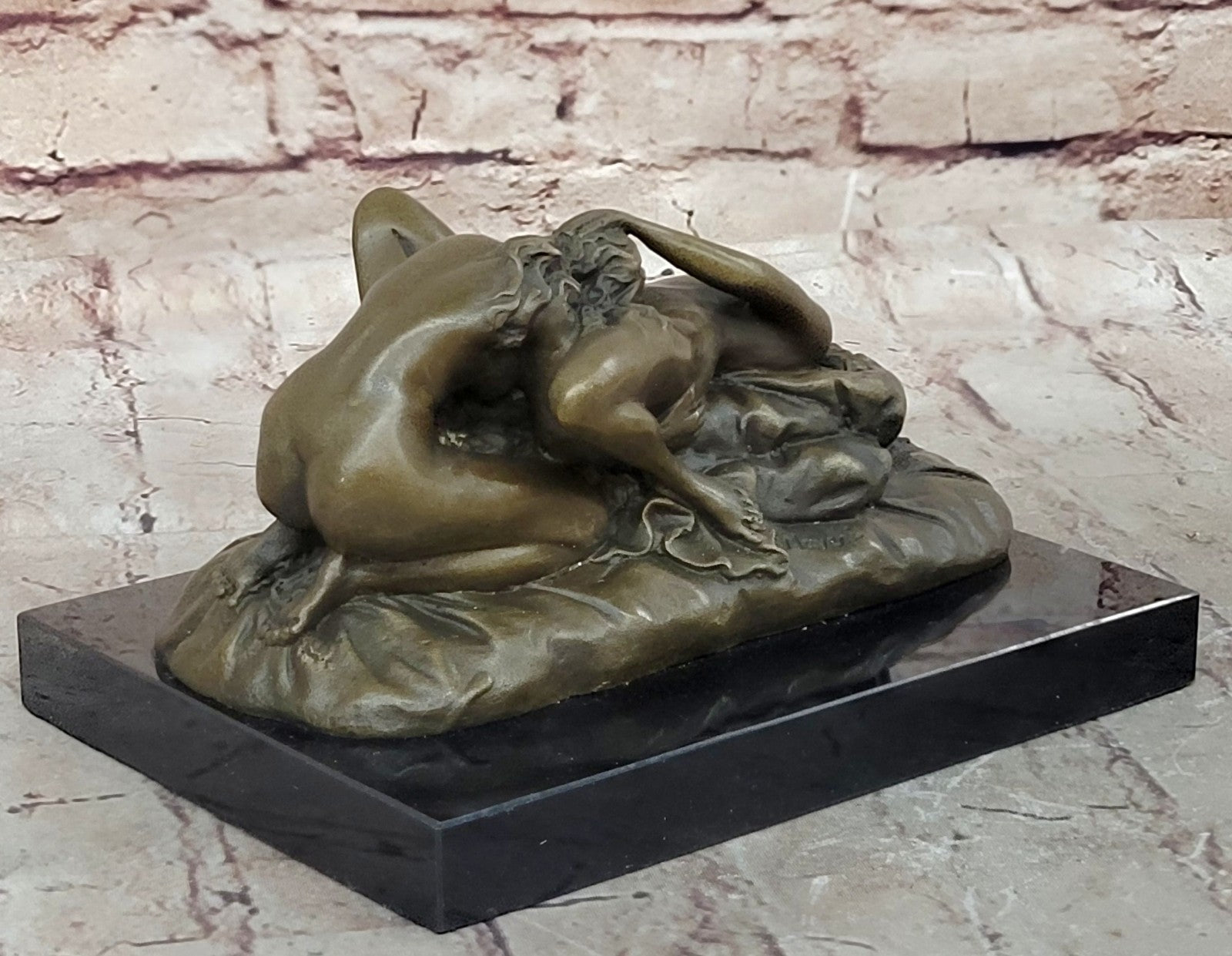 Art Deco Romance Nude Female Bronze Sculpture Decorative Bronze Statue Figurine