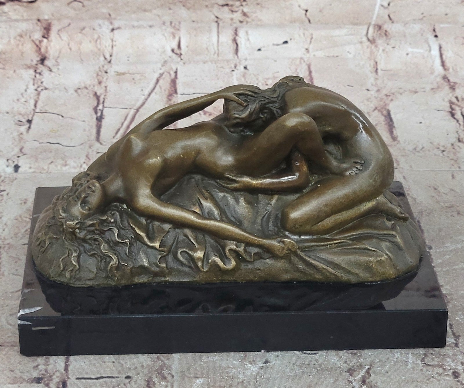 Art Deco Romance Nude Female Bronze Sculpture Decorative Bronze Statue Figurine