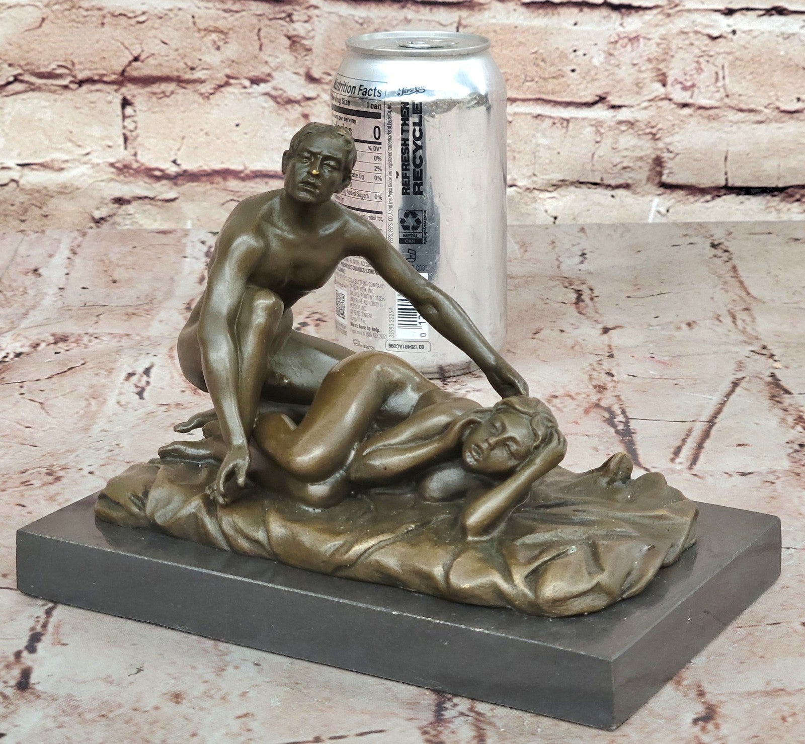 Original Patoue Nude Erotic Lost Wax Method Couple Bronze Sculpture Gift